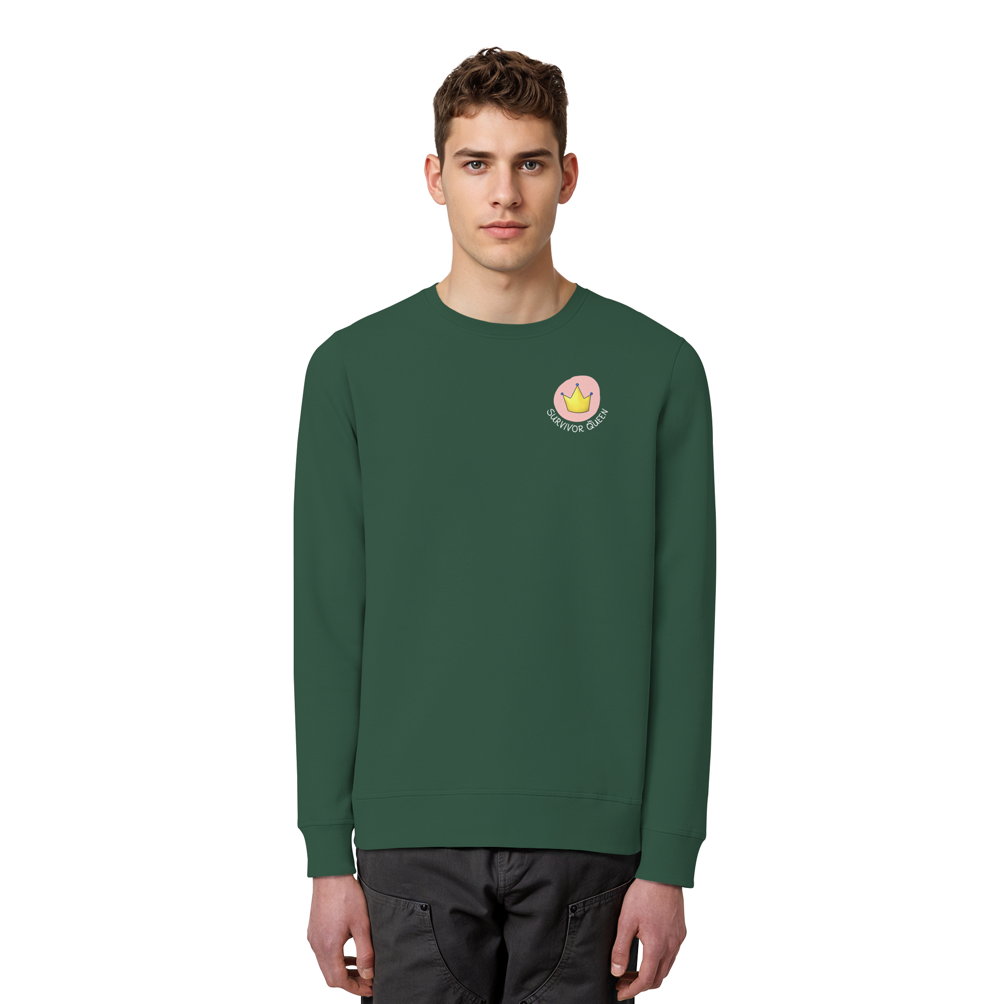 Survivor Queens Logo "Schriftzug Edition" Brustprint (dunkel) - Organic Basic Unisex Sweatshirt