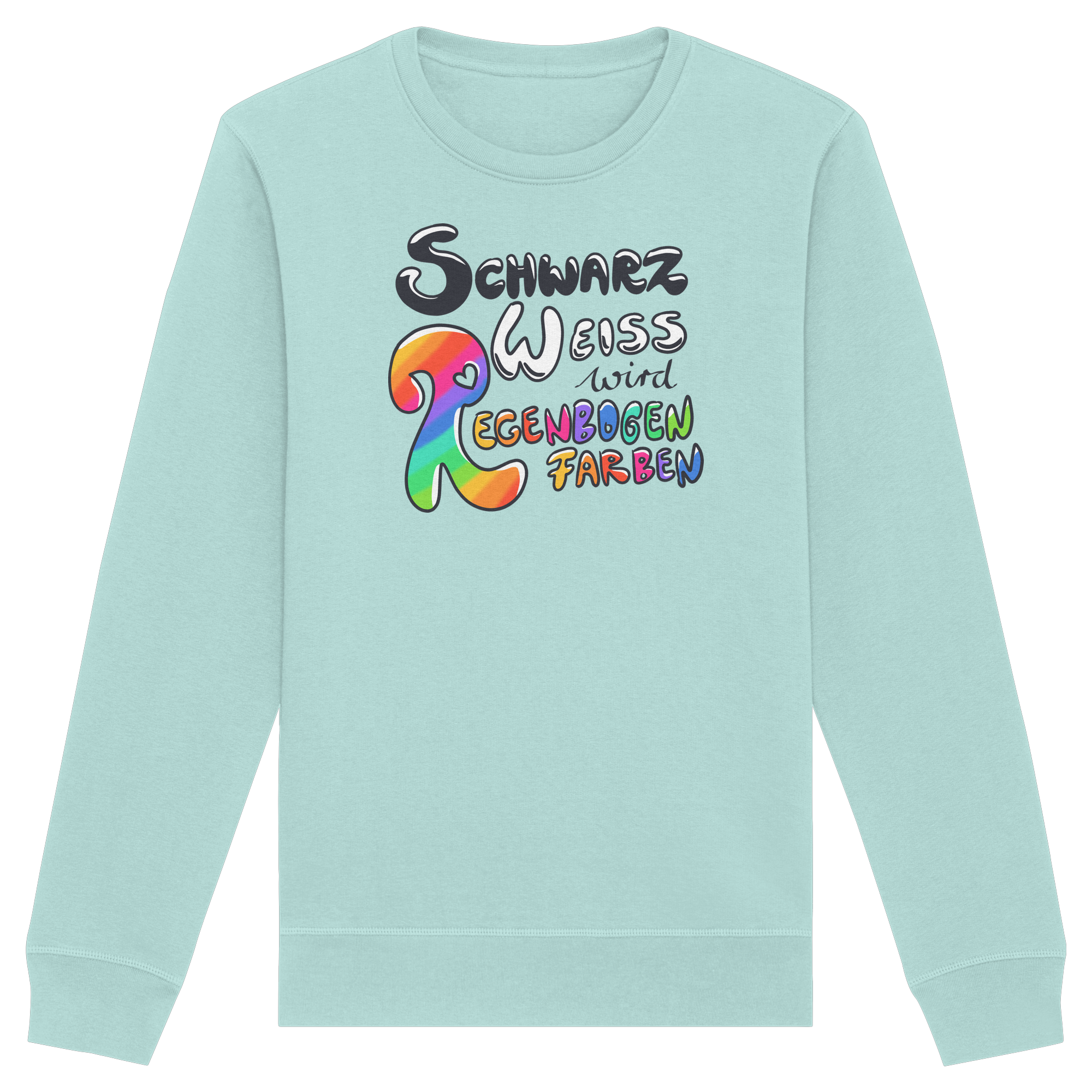 Schwarz Weiß wird Regenbogen Farben Frontprint (hell) - Organic Basic Unisex Sweatshirt