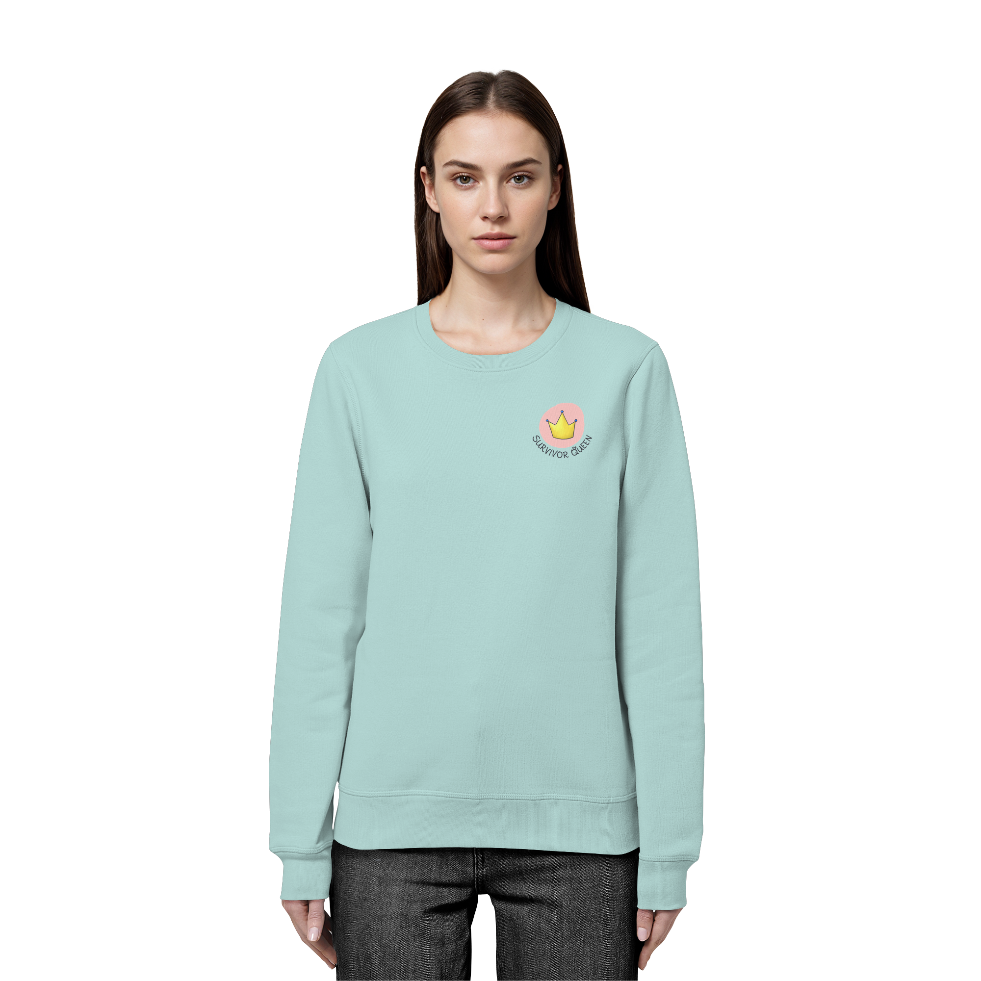 Survivor Queens Logo "Schriftzug Edition" Brustprint (hell) - Organic Basic Unisex Sweatshirt