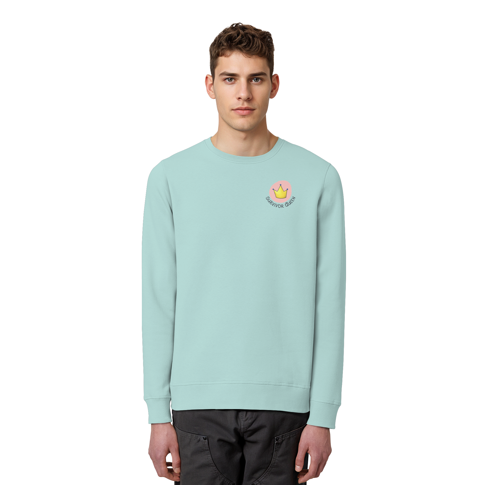 Survivor Queens Logo "Schriftzug Edition" Brustprint (hell) - Organic Basic Unisex Sweatshirt