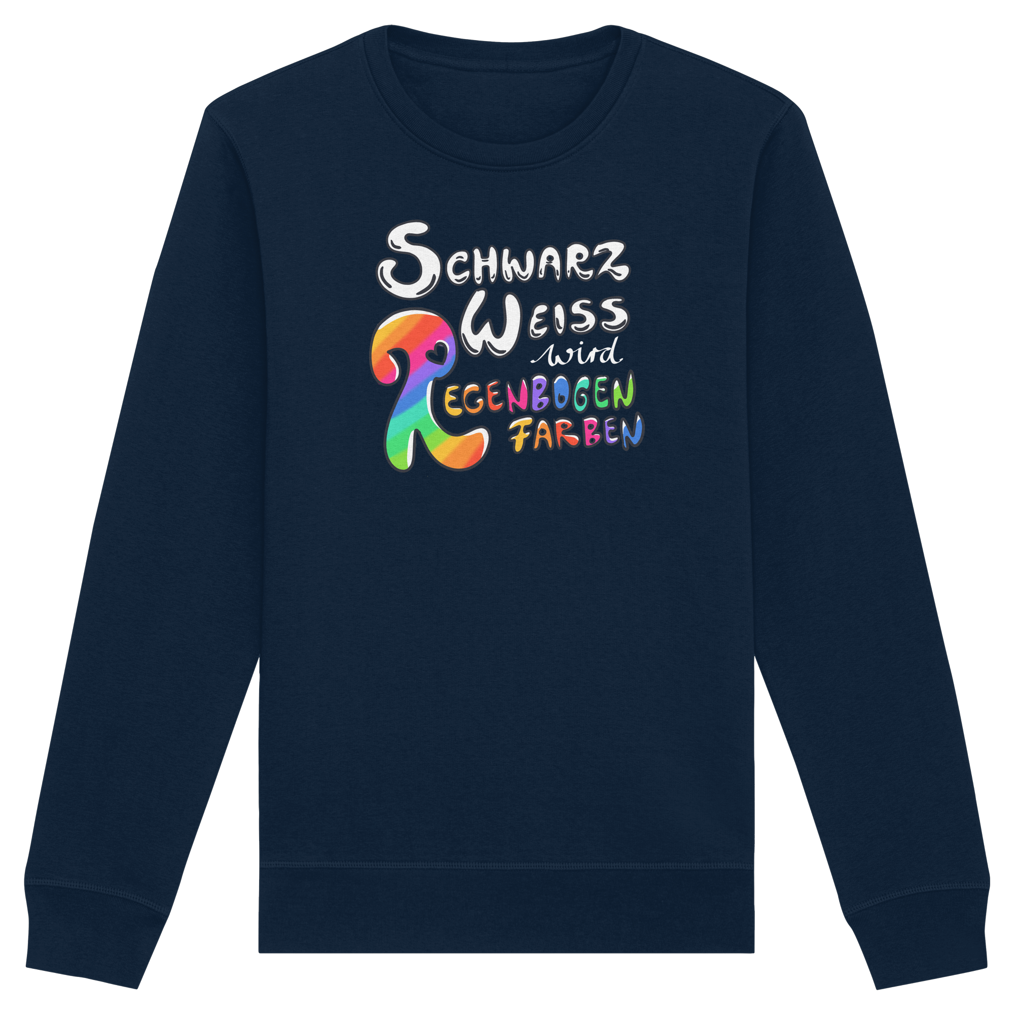 Schwarz Weiß wird Regenbogen Farben Frontprint (dunkel) - Organic Basic Unisex Sweatshirt