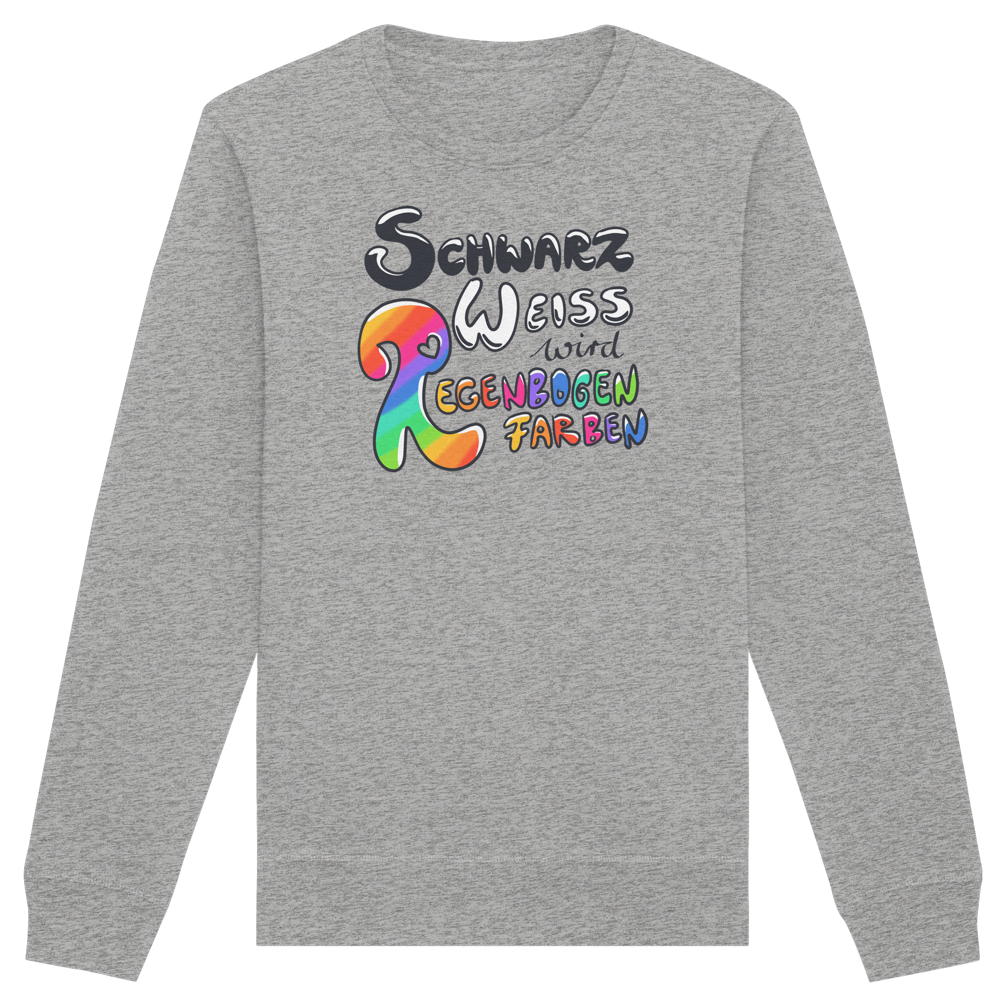 Schwarz Weiß wird Regenbogen Farben Frontprint (hell) - Organic Basic Unisex Sweatshirt