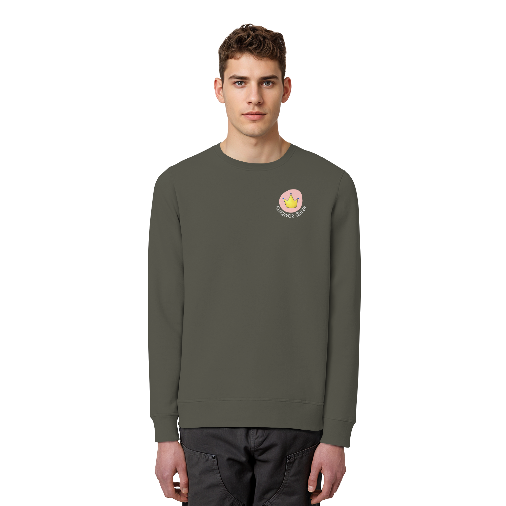 Survivor Queens Logo "Schriftzug Edition" Brustprint (dunkel) - Organic Basic Unisex Sweatshirt