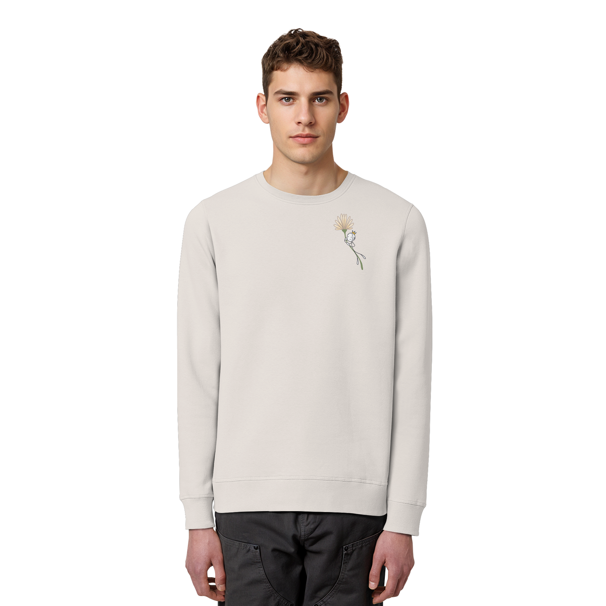 Seelenmännchen "Blumenfliegen Edition" (hell) - Organic Basic Unisex Sweatshirt