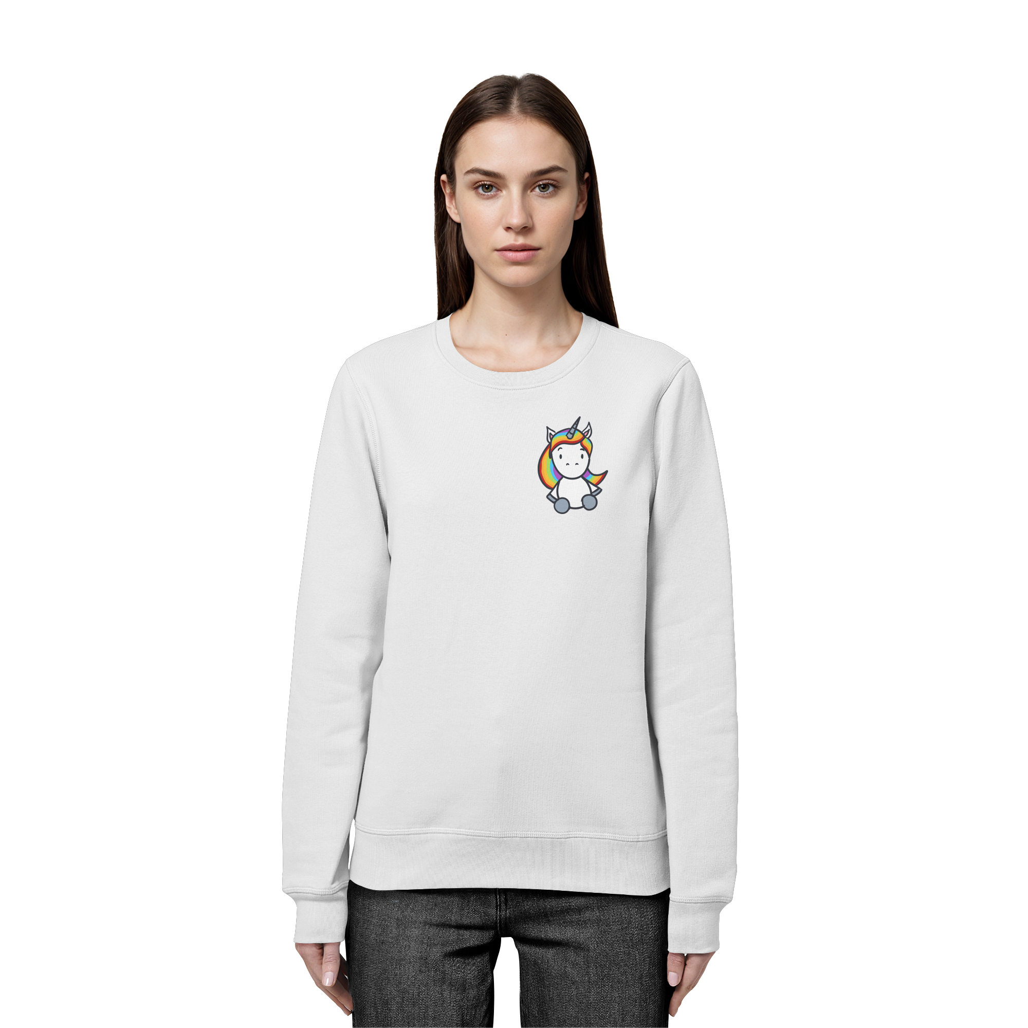 Schwarz Weiß wird Regenbogen Farben Backprint (hell) - Organic Basic Unisex Sweatshirt