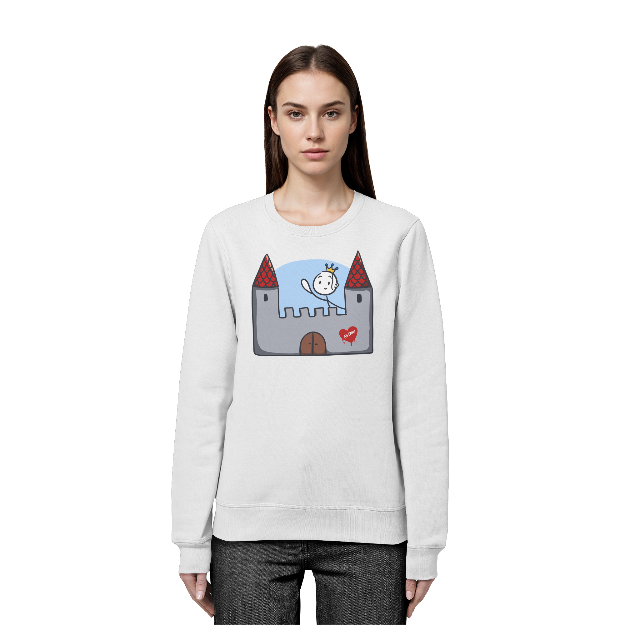 Seelenmännchen "Schloss Edition" Frontprint (hell) - Organic Basic Unisex Sweatshirt