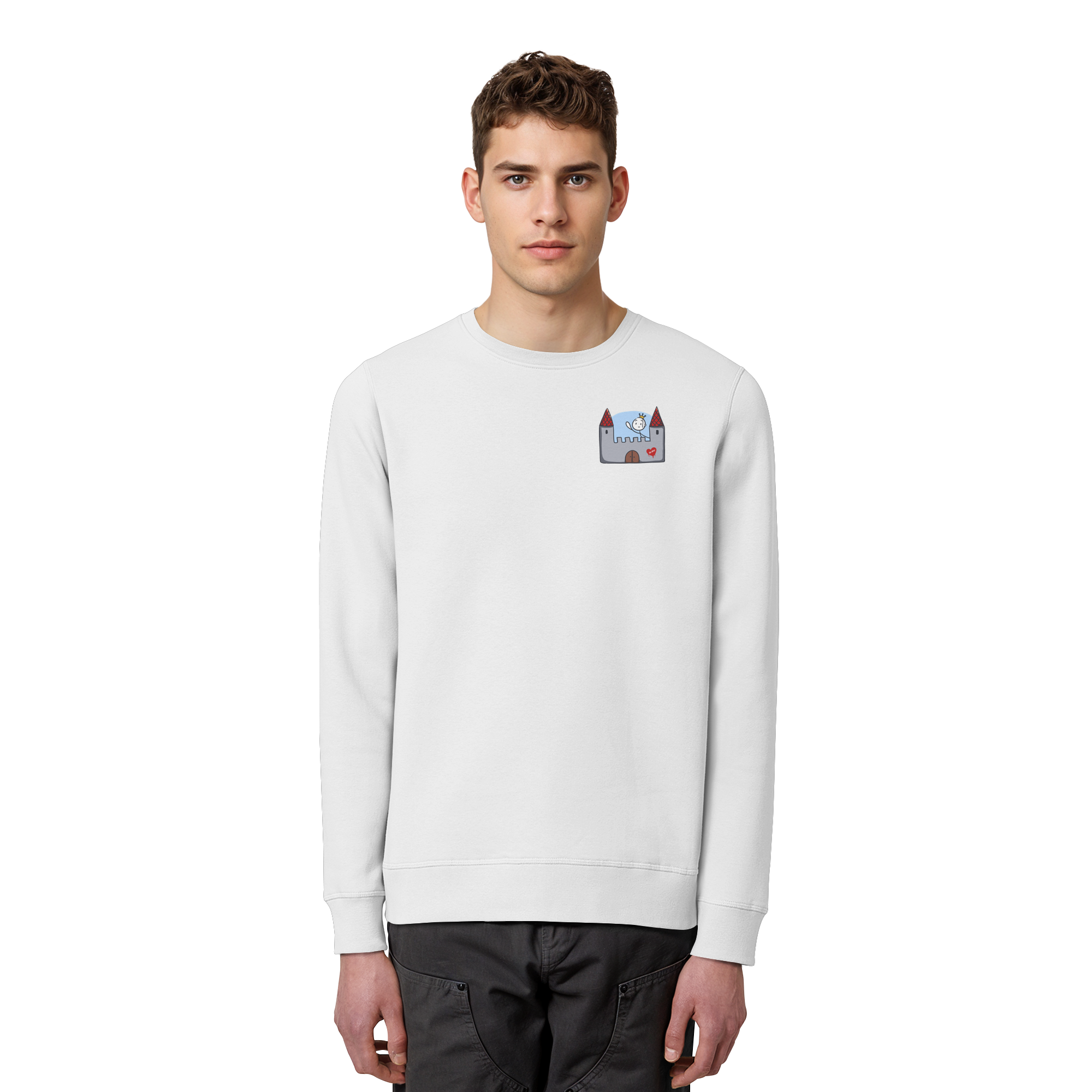 Seelenmännchen "Schloss Edition" Brustprint (hell) - Organic Basic Unisex Sweatshirt