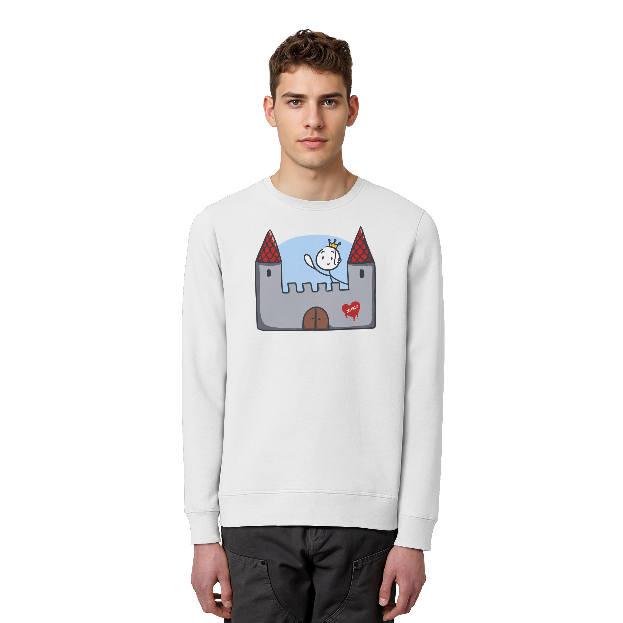 Seelenmännchen "Schloss Edition" Frontprint (hell) - Organic Basic Unisex Sweatshirt