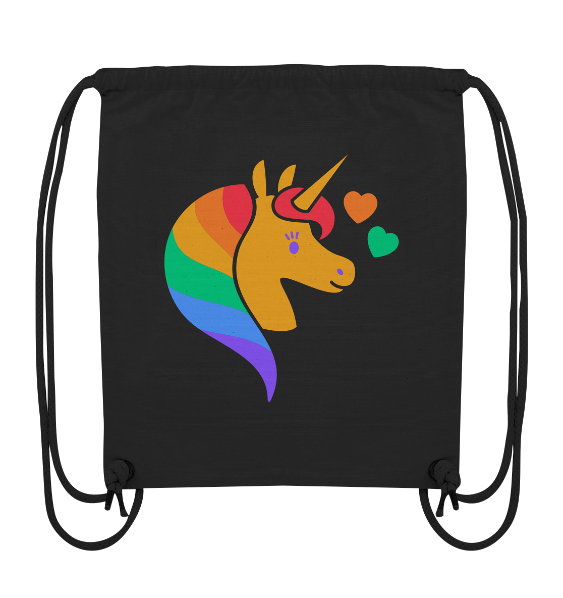 Regenbogen Einhorn mit Herzen - Organic Gym-Bag