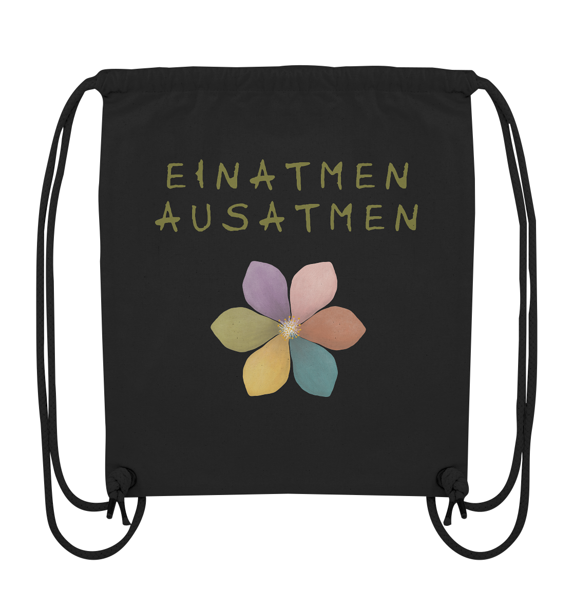 Einatmen Ausatmen "Achtsamkeitsblüte Edition" Backprint - Organic Gym-Bag
