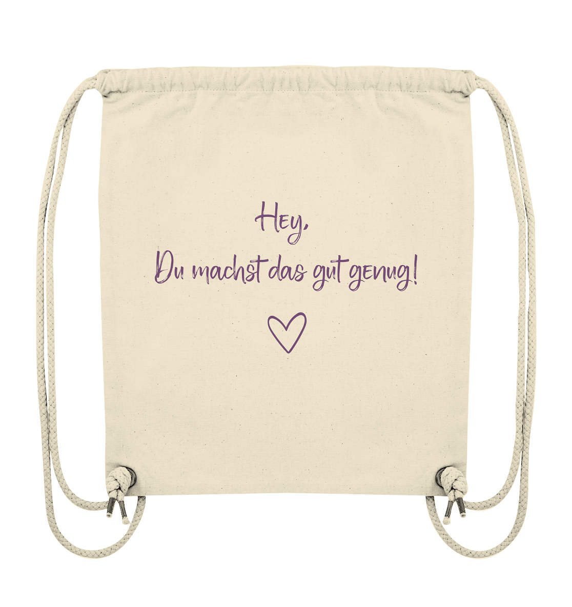 Hey, Du machst das gut genug! "Lila Herz Edition" - Organic Gym-Bag