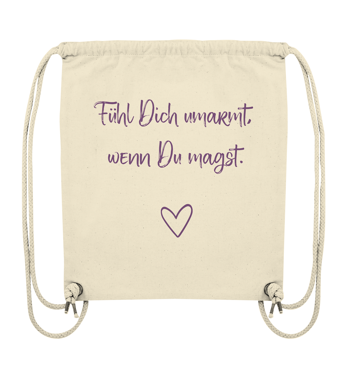 Fühl Dich umarmt, wenn Du magst "Lila Herz Edition" - Organic Gym-Bag