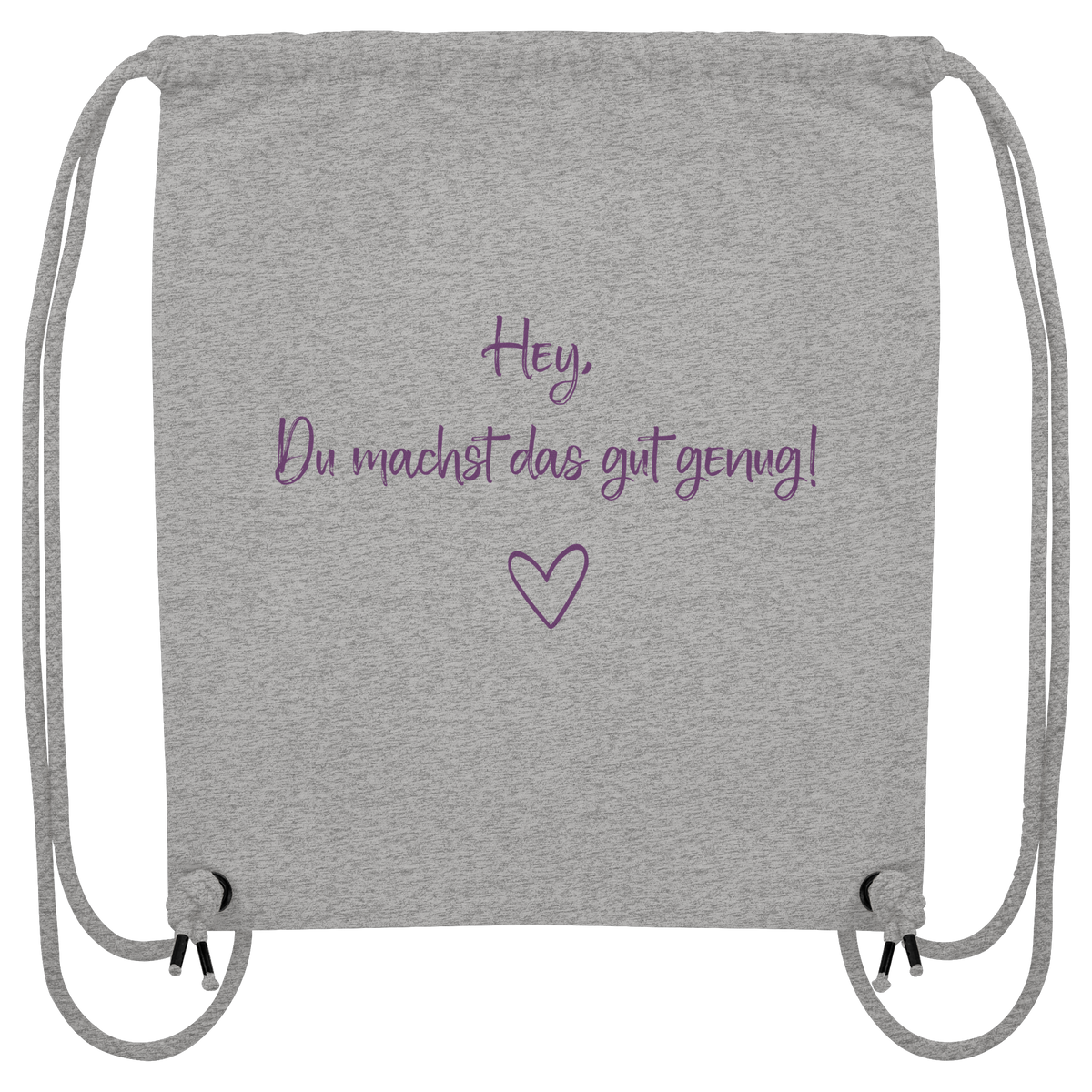 Hey, Du machst das gut genug! "Lila Herz Edition" - Organic Gym-Bag