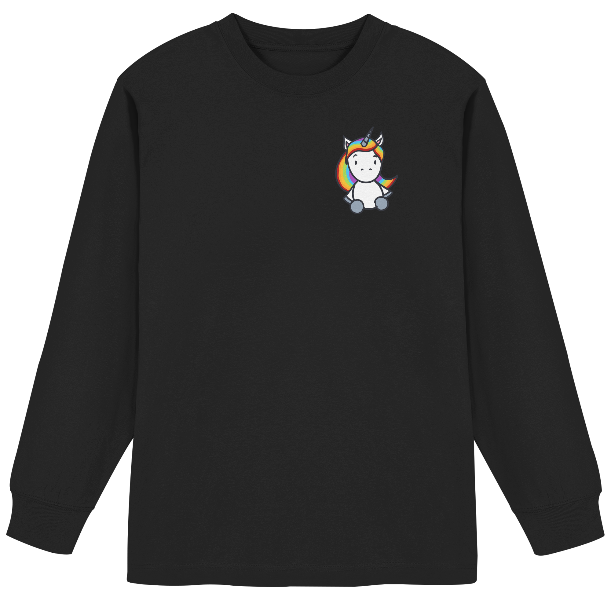 Schwarz Weiß wird Regenbogen Farben Backprint (dunkel) - Organic Heavy Oversized Longsleeve T-Shirt