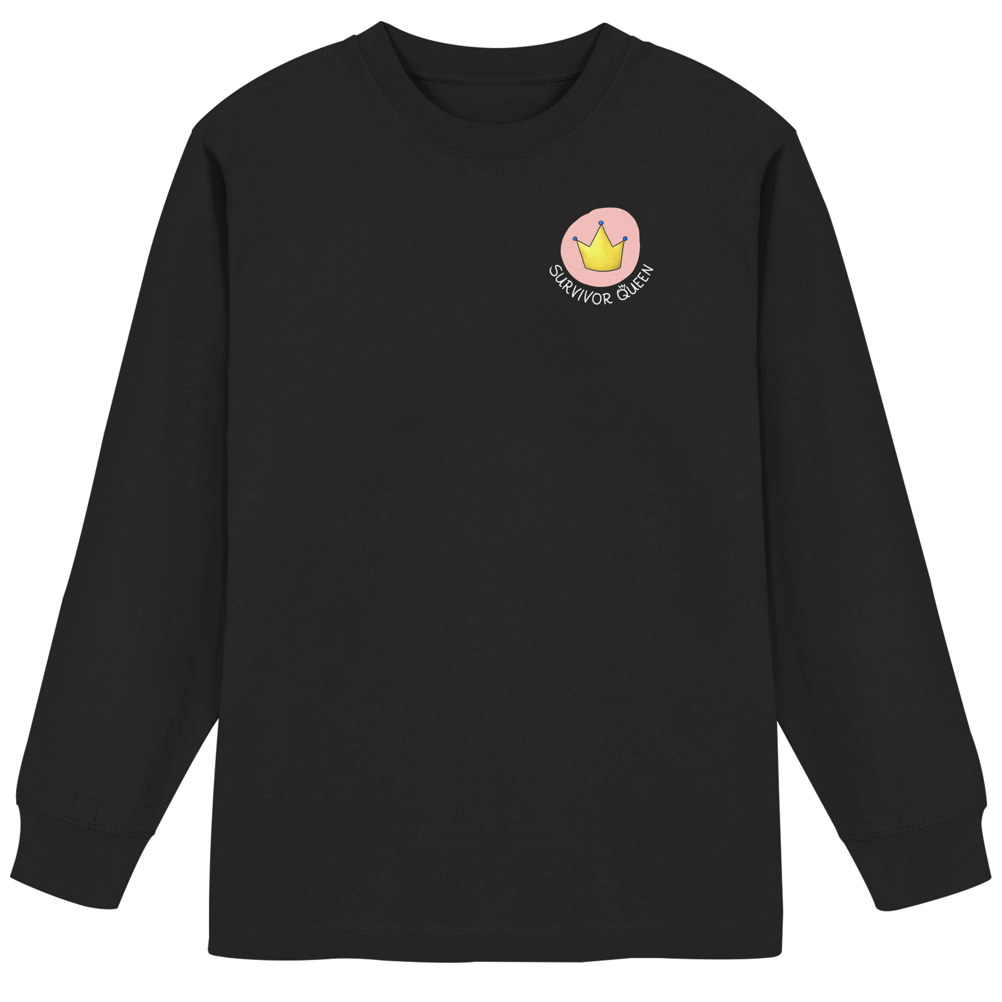 Survivor Queens Logo mit "Mein Körper gehört mir" Backprint (dunkel) - Organic Heavy Oversized Longsleeve T-Shirt