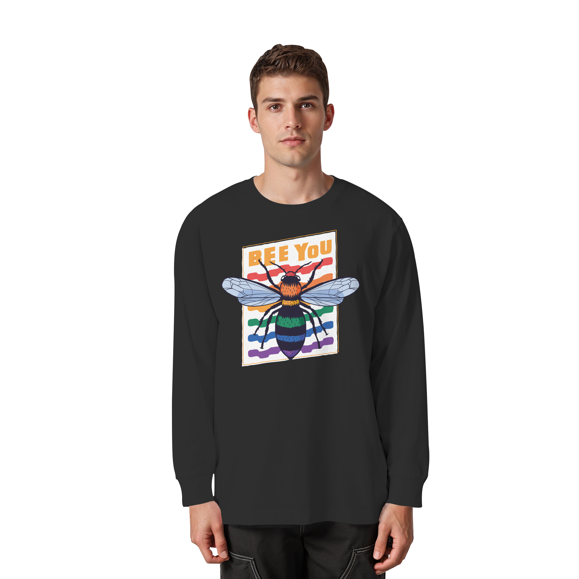 Bee You "Rainbow Edition" - Organic Heavy Oversized Longsleeve T-Shirt