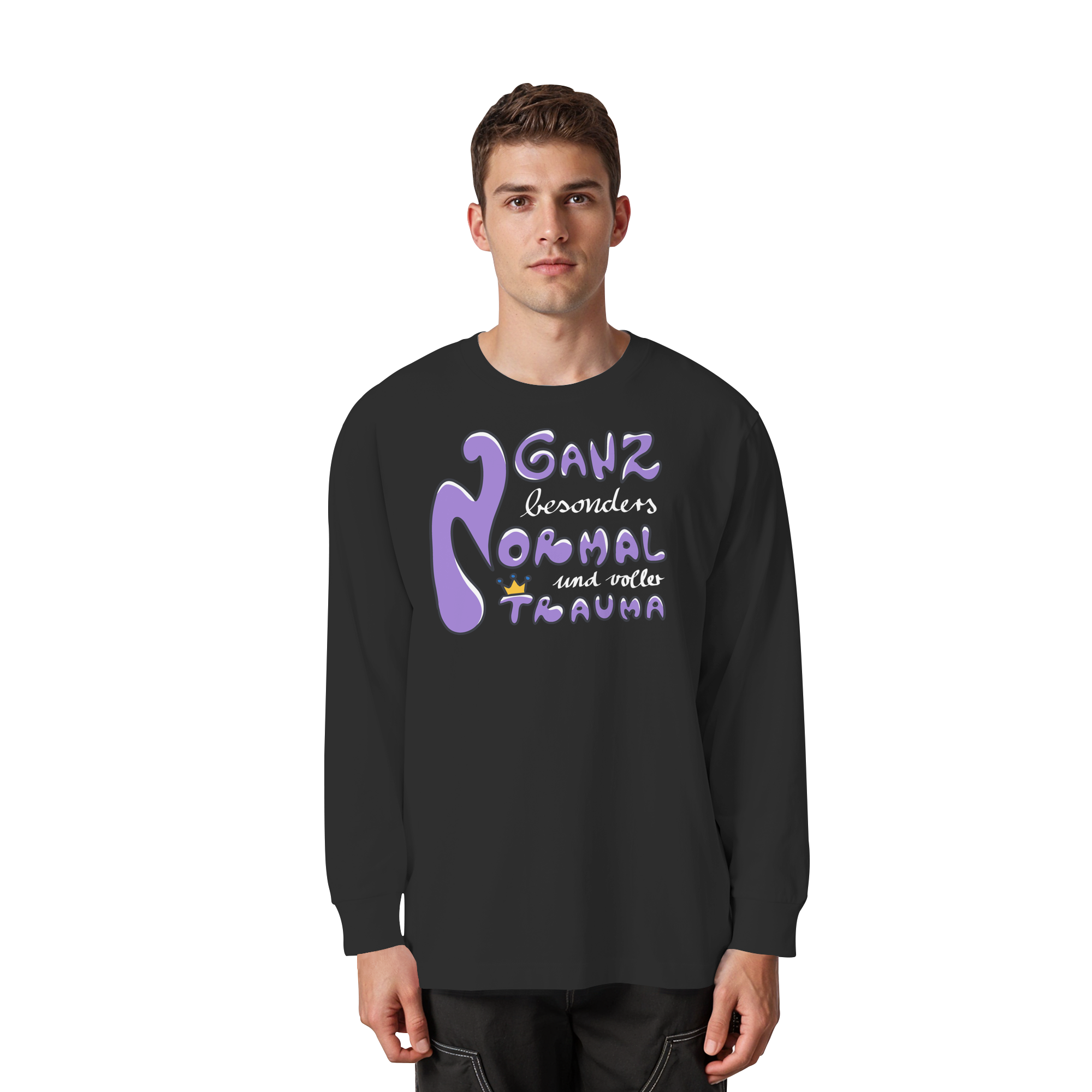 Ganz besonders Normal und voller Trauma "Lila Edition" - Organic Heavy Oversized Longsleeve T-Shirt