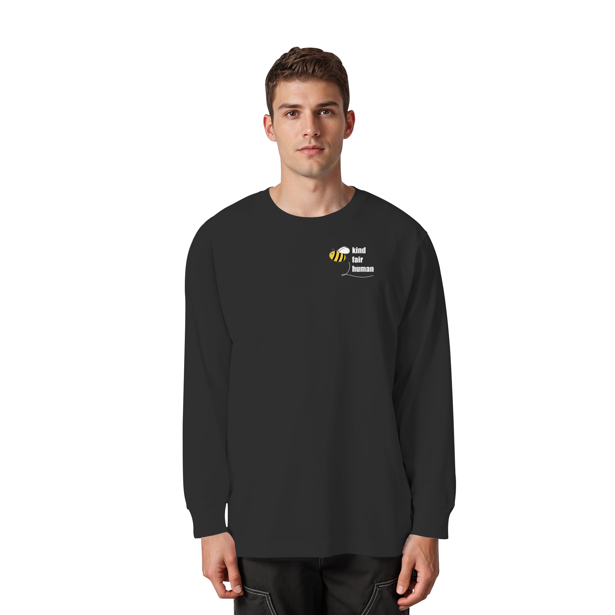 Be Kind Fair Human "Biene Edition" - Organic Heavy Oversized Longsleeve T-Shirt