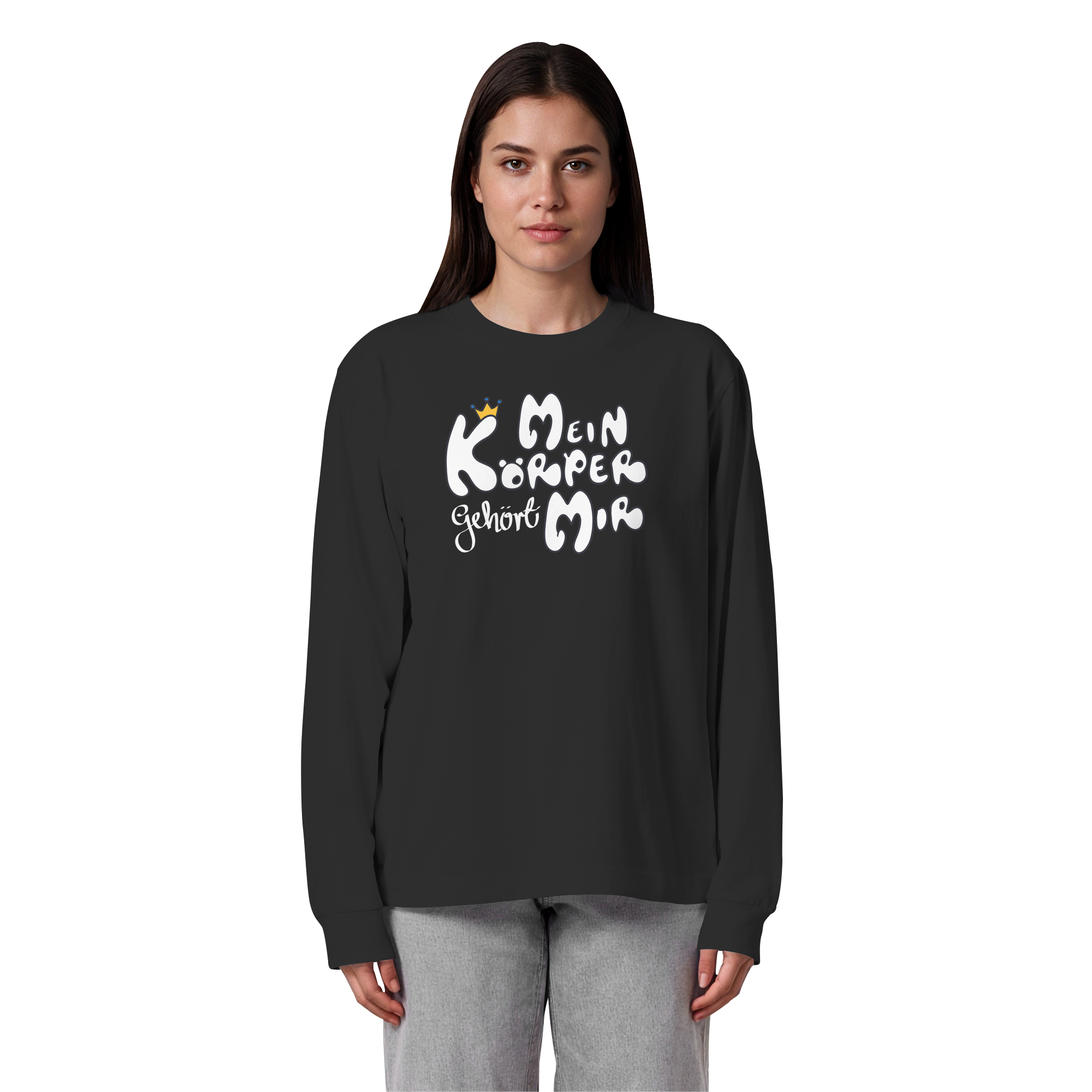 Mein Körper gehört mir "Weiße Edition" - Organic Heavy Oversized Longsleeve T-Shirt