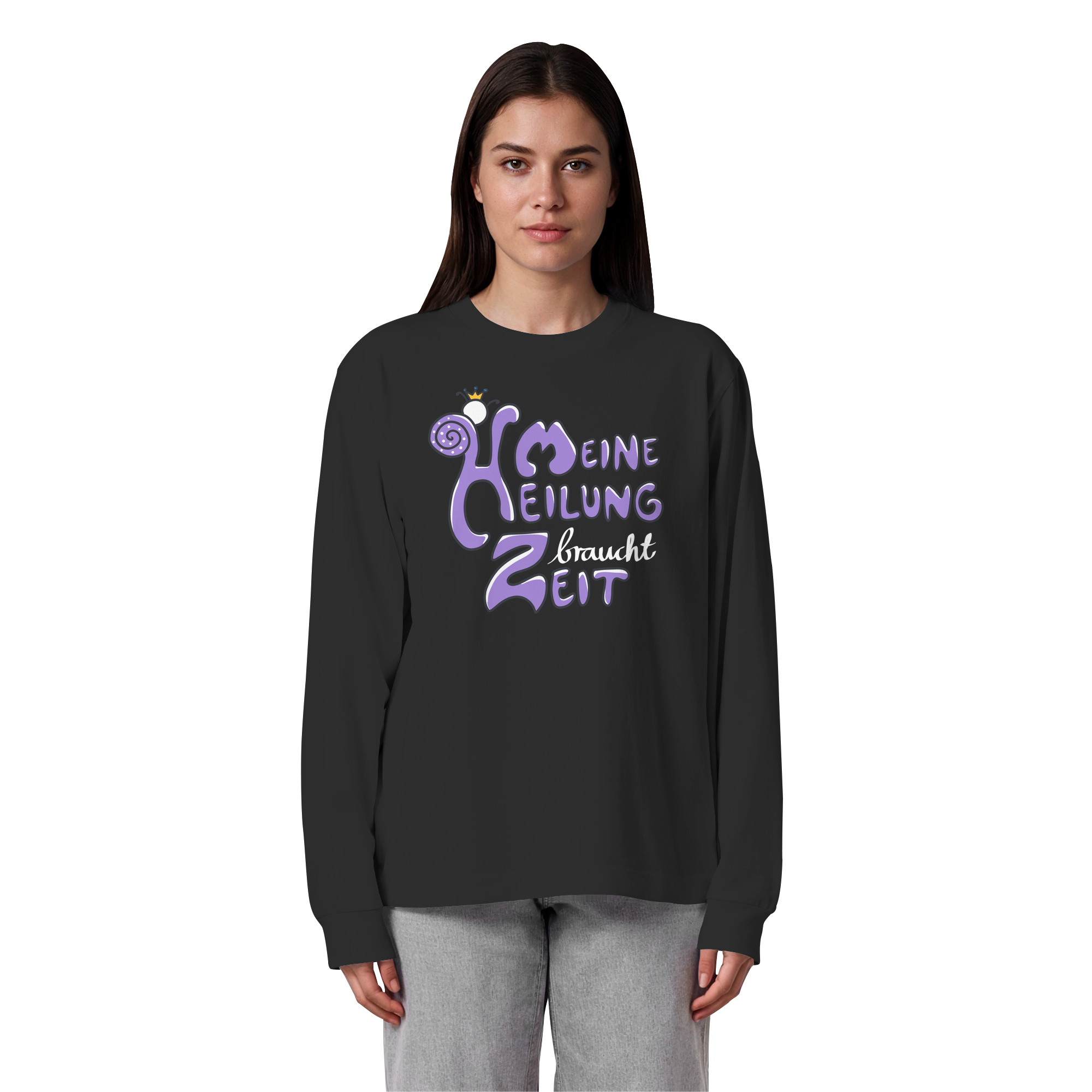 Meine Heilung braucht Zeit "Lila Edition" - Organic Heavy Oversized Longsleeve T-Shirt