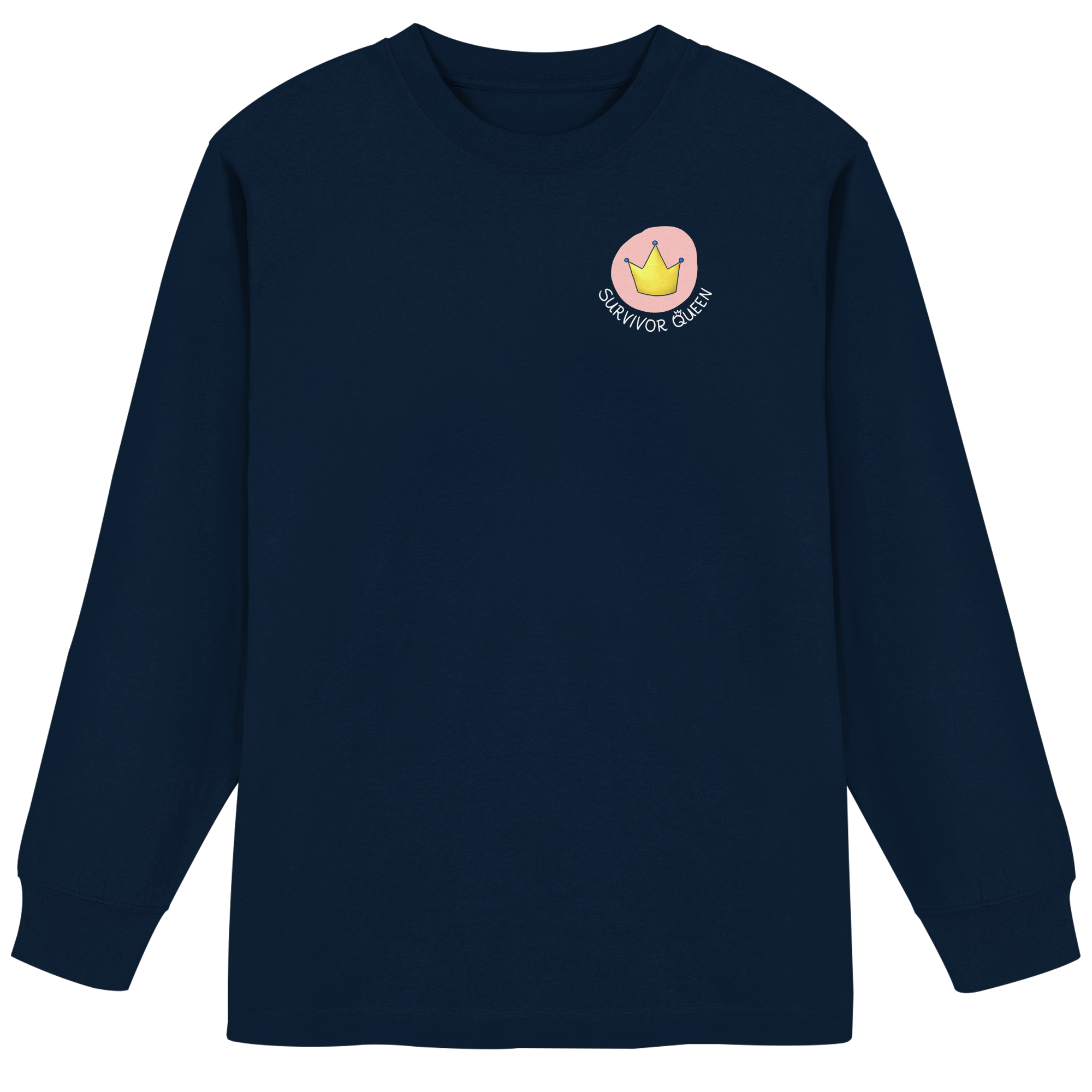 Survivor Queens Logo mit "Mein Körper gehört mir" Backprint (dunkel) - Organic Heavy Oversized Longsleeve T-Shirt