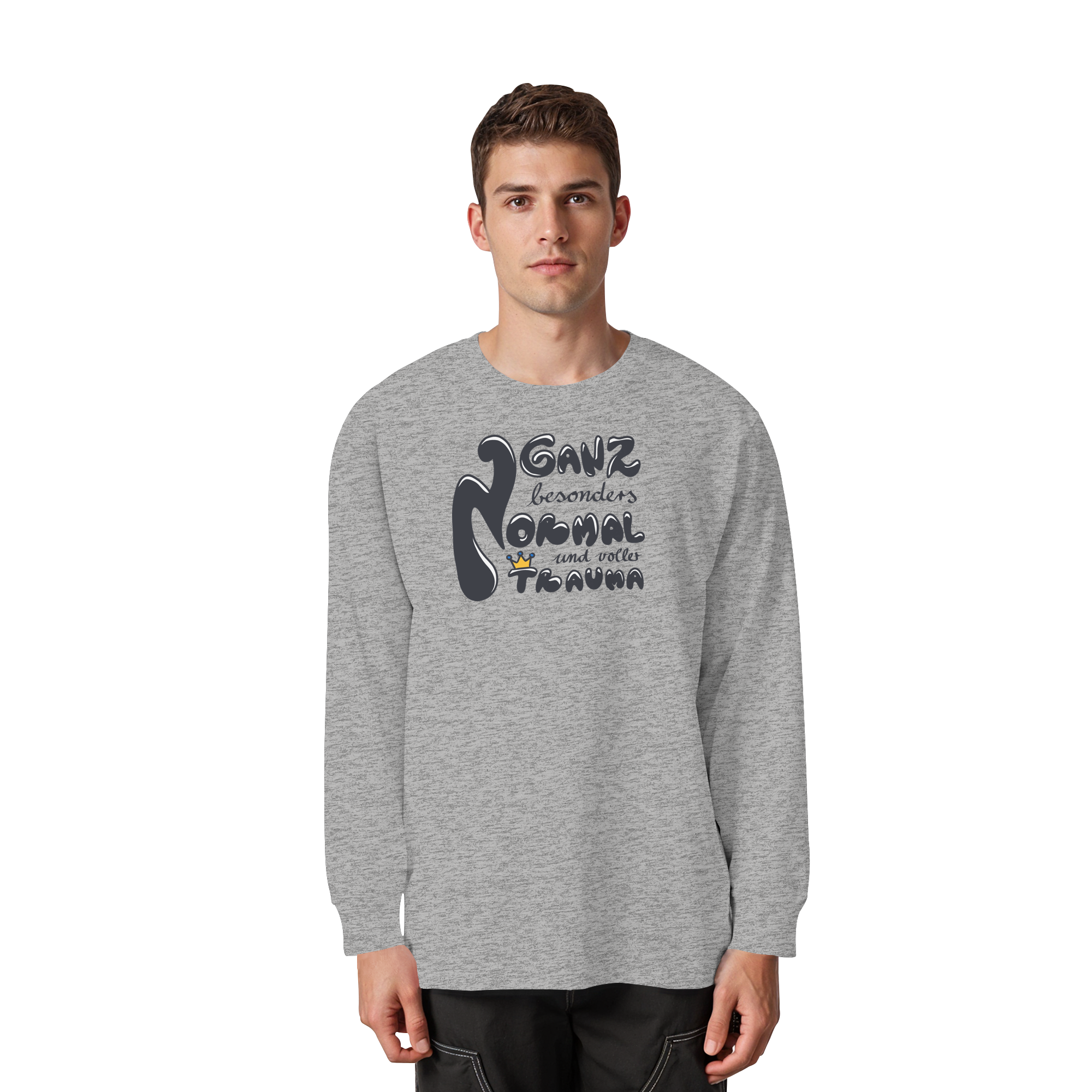 Ganz besonders Normal und voller Trauma "Schwarze Edition" - Organic Heavy Oversized Longsleeve T-Shirt