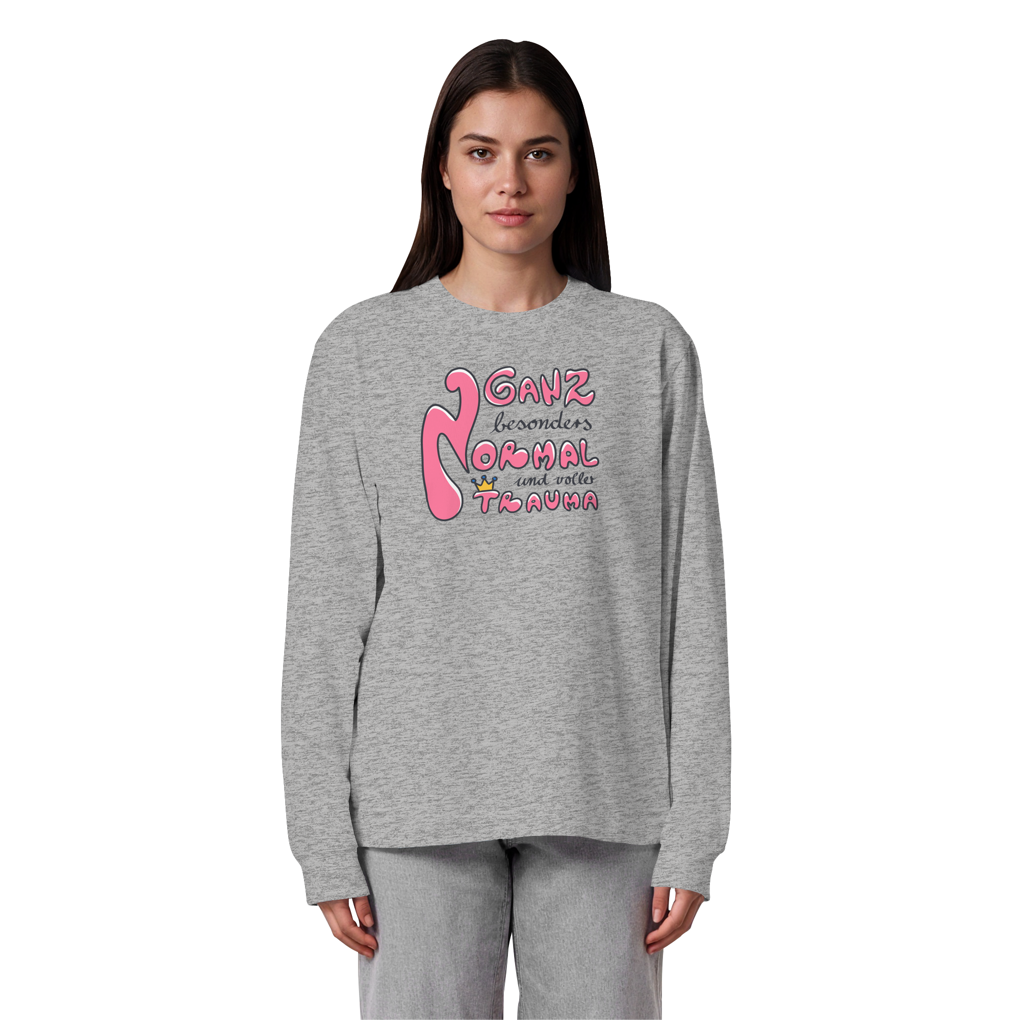 Ganz besonders Normal und voller Trauma "Pinke Edition" - Organic Heavy Oversized Longsleeve T-Shirt