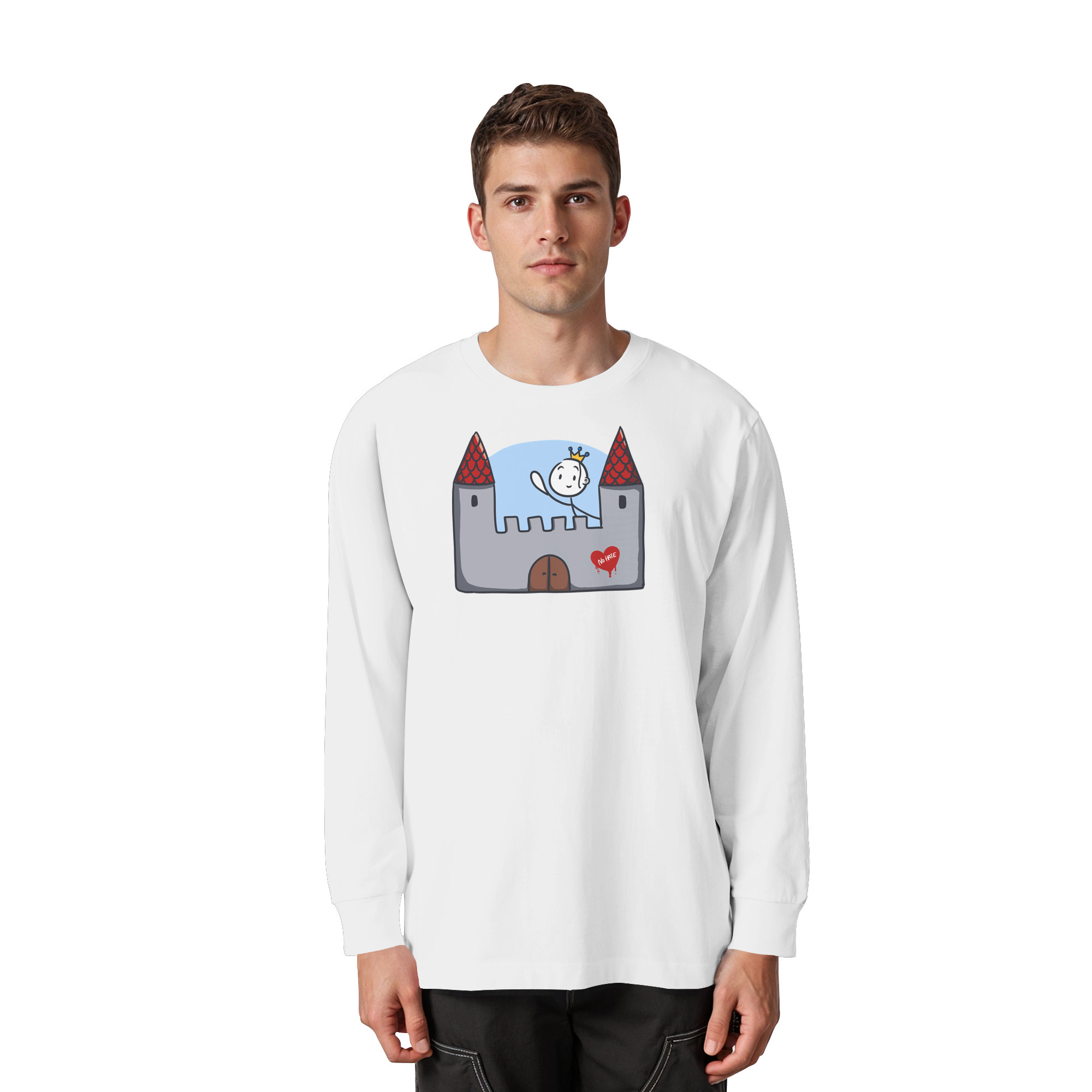 Seelenmännchen "Schloss Edition" Frontprint (hell) - Organic Heavy Oversized Longsleeve T-Shirt