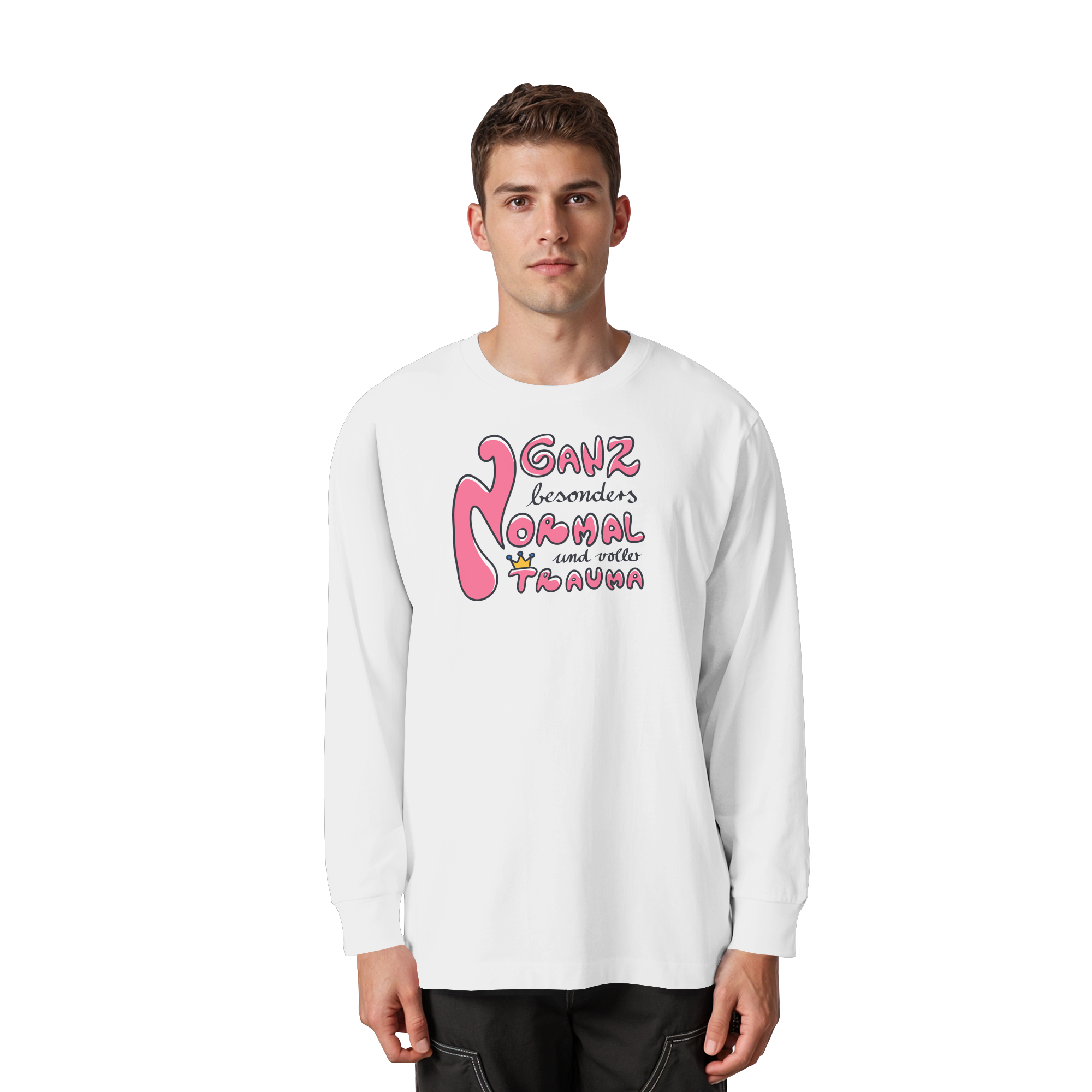 Ganz besonders Normal und voller Trauma "Pinke Edition" - Organic Heavy Oversized Longsleeve T-Shirt