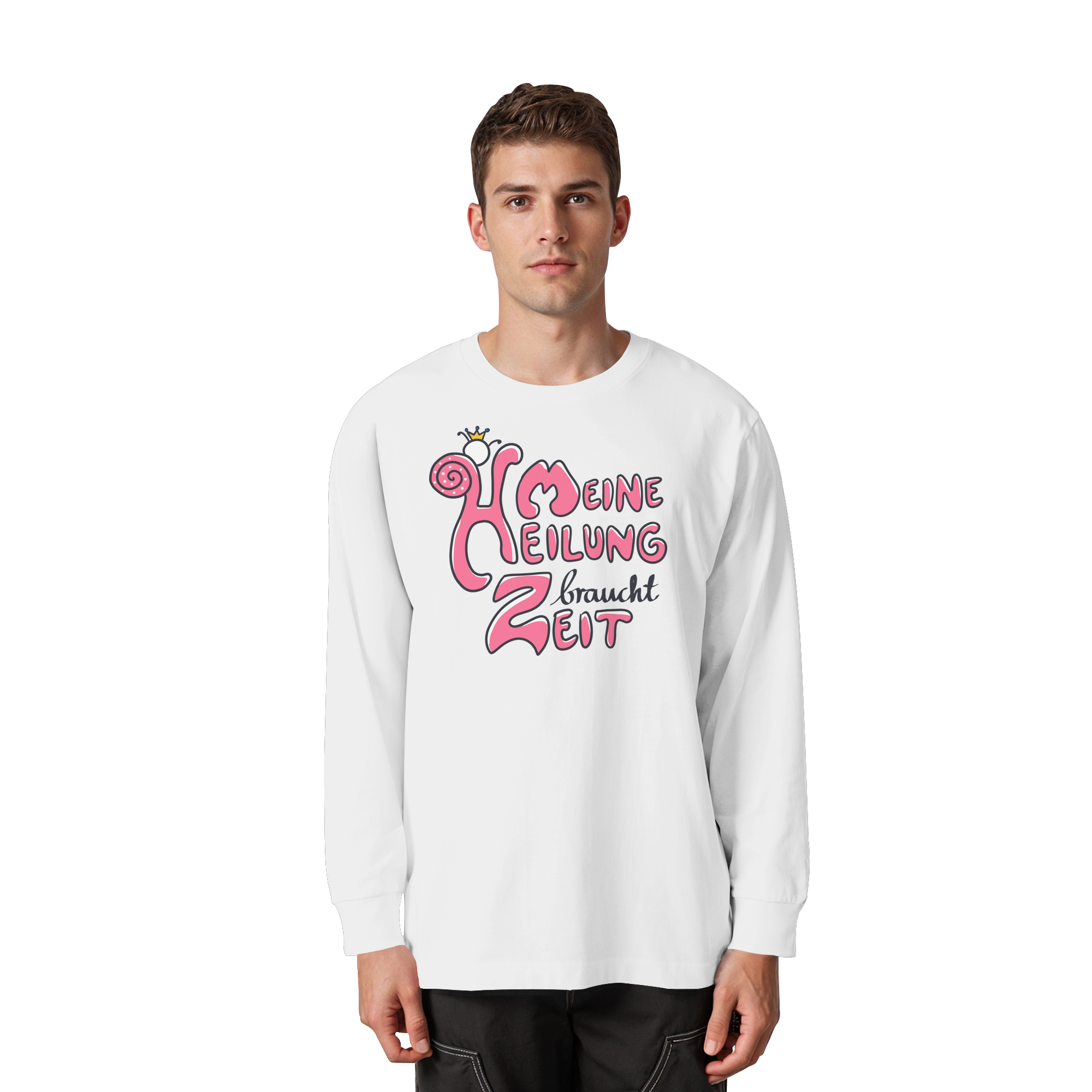Meine Heilung braucht Zeit "Pinke Edition" - Organic Heavy Oversized Longsleeve T-Shirt