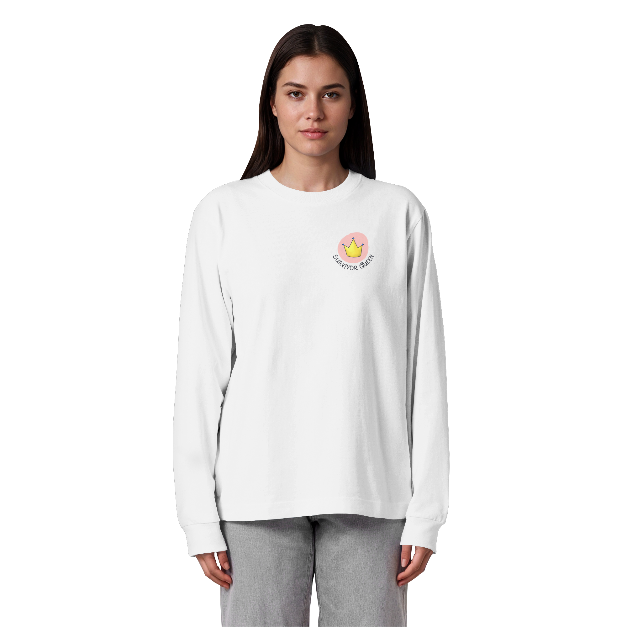 Survivor Queens Logo "Schriftzug Edition" Brustprint (hell) - Organic Heavy Oversized Longsleeve T-Shirt