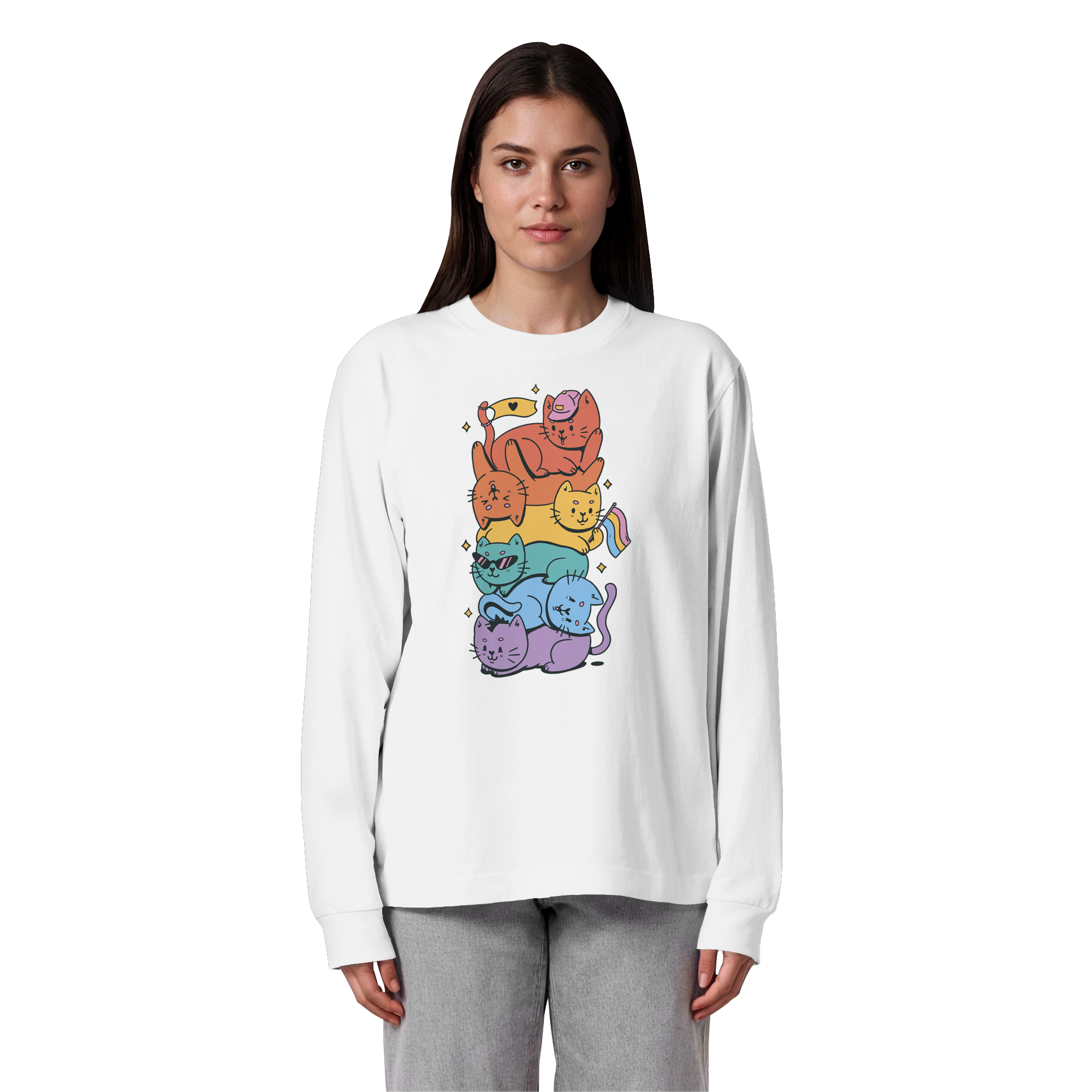 LGBTQ+ Katzen - Organic Heavy Oversized Longsleeve T-Shirt