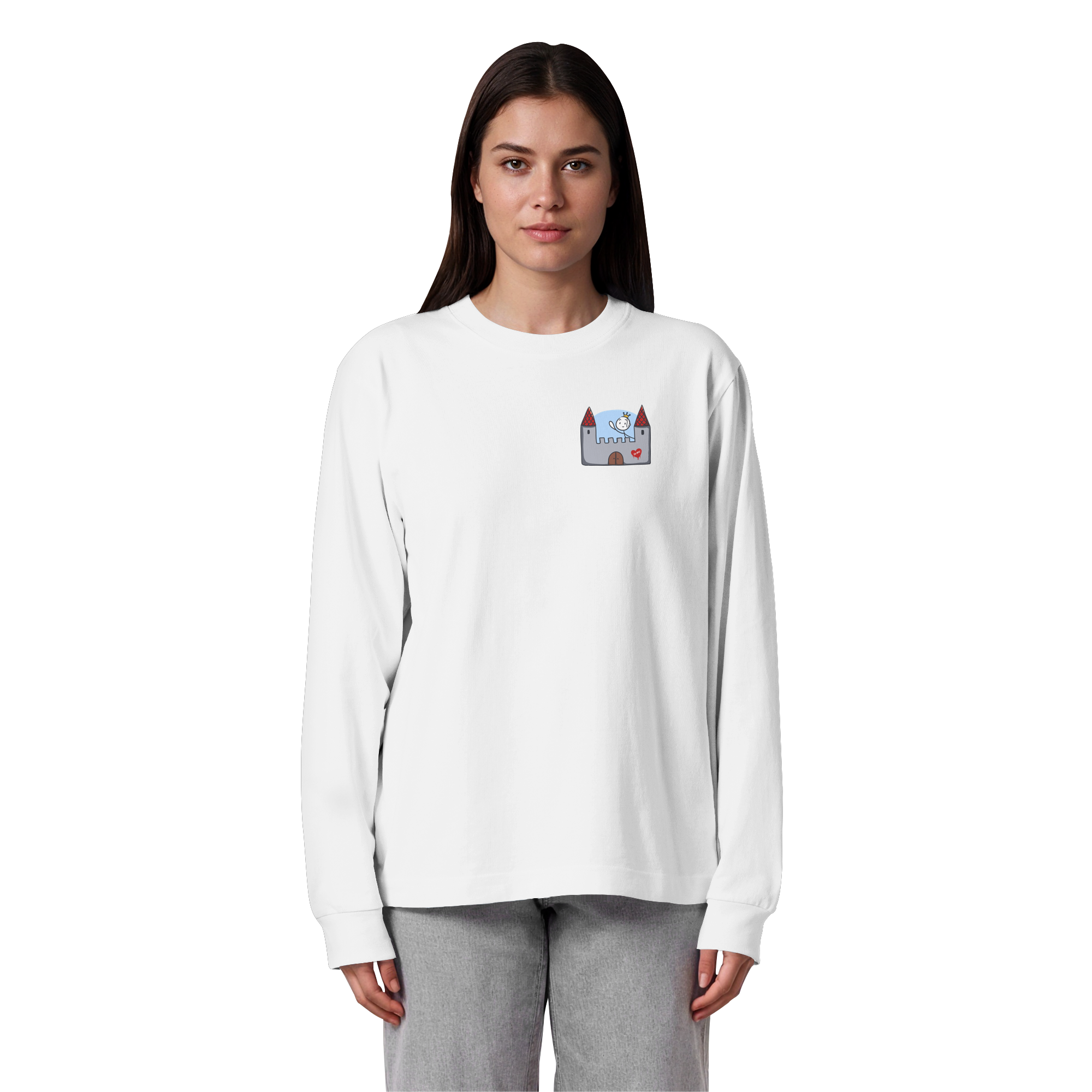 Seelenmännchen "Schloss Edition" Brustprint (hell) - Organic Heavy Oversized Longsleeve T-Shirt