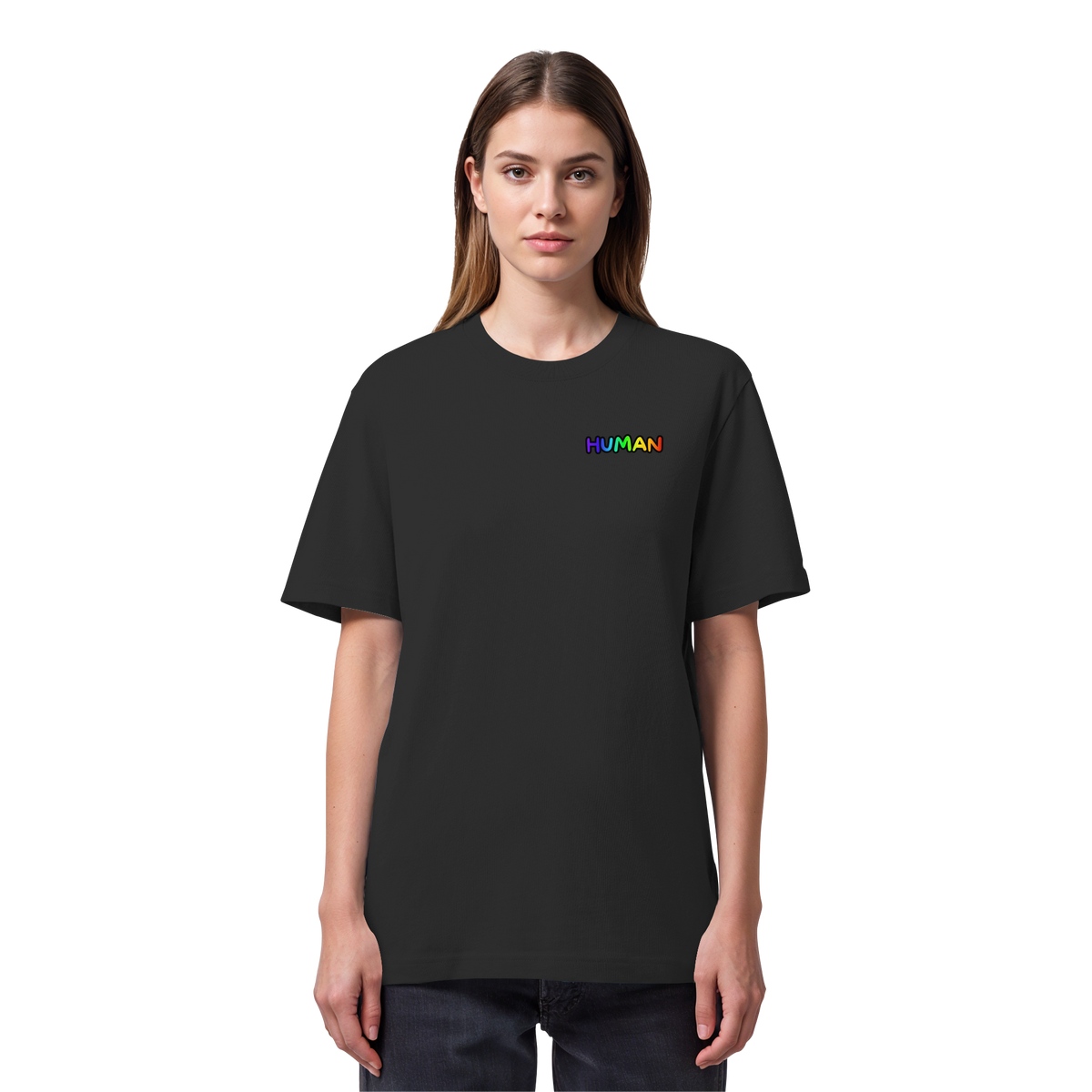 HUMAN in Regenbogen Farben "Bubble Edition" - Organic Heavy Shirt