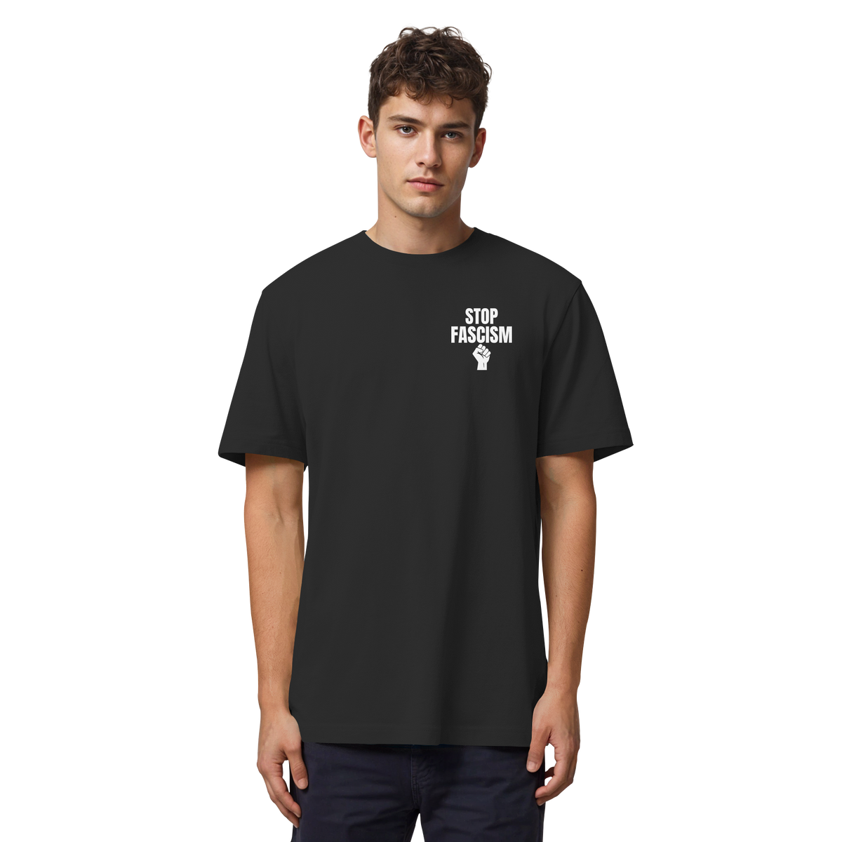 Stop Fascism "Raised Fist Edition" - Organic Heavy Shirt