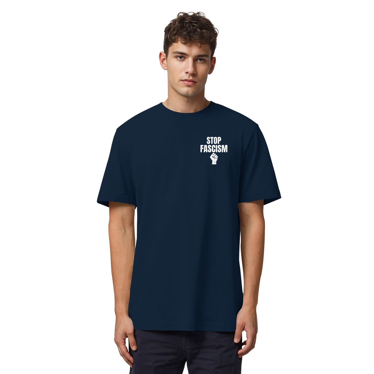 Stop Fascism "Raised Fist Edition" - Organic Heavy Shirt