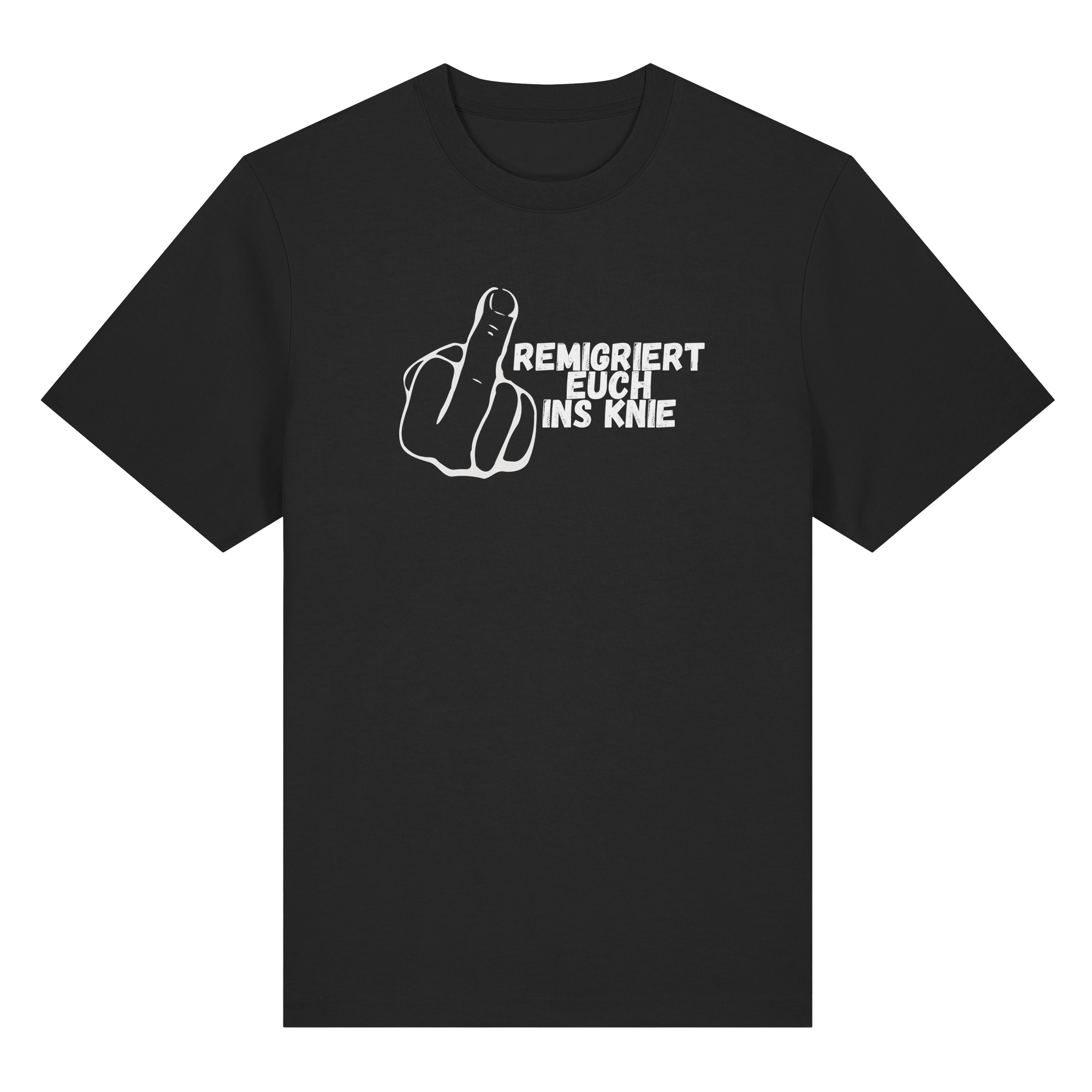 Remigriert Euch ins Knie "Mittelfinger Edition" - Organic Heavy T-Shirt