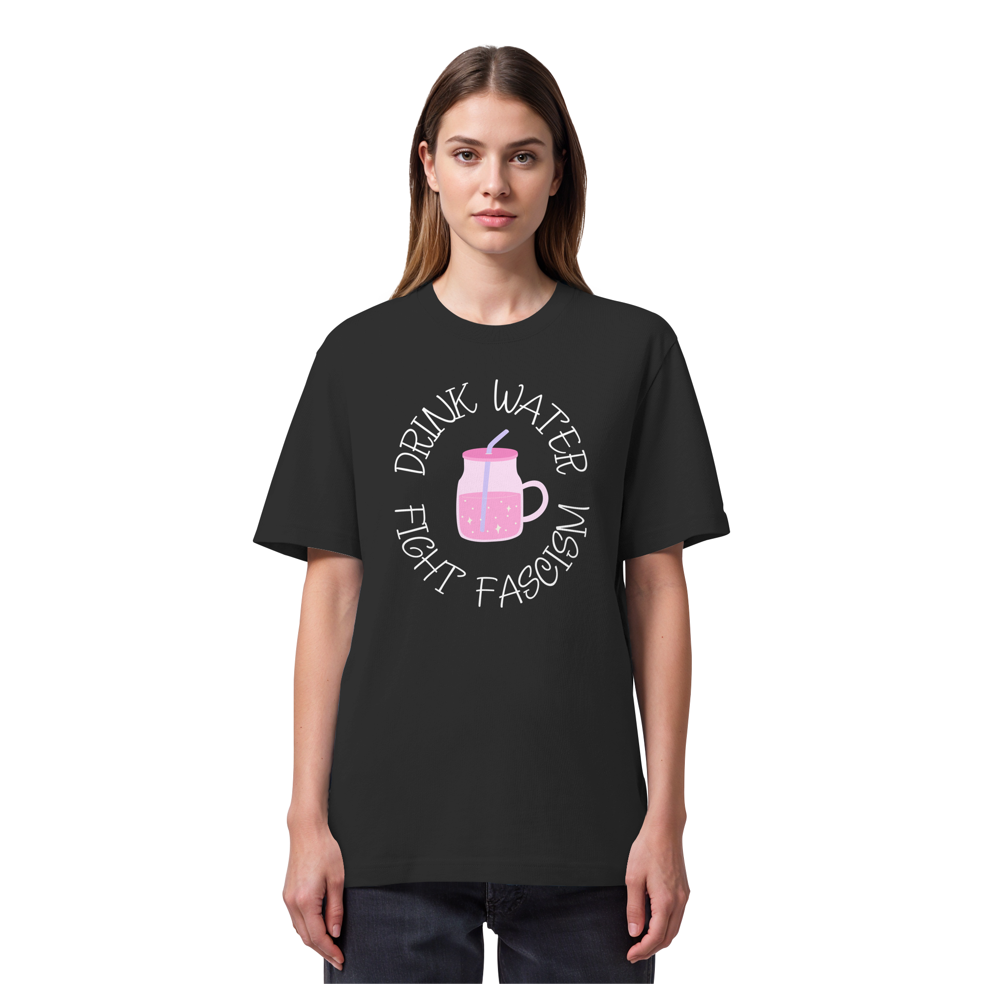 Drink Water Fight Fascism - Organic Heavy T-Shirt