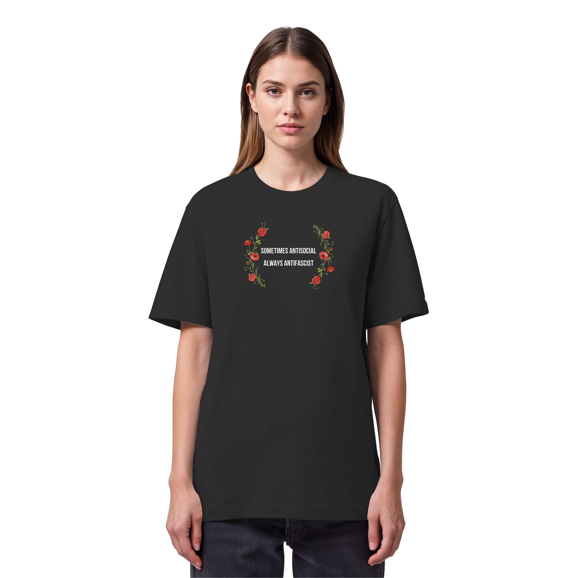 Sometimes Antisocial Always Antifascist - Organic Heavy T-Shirt