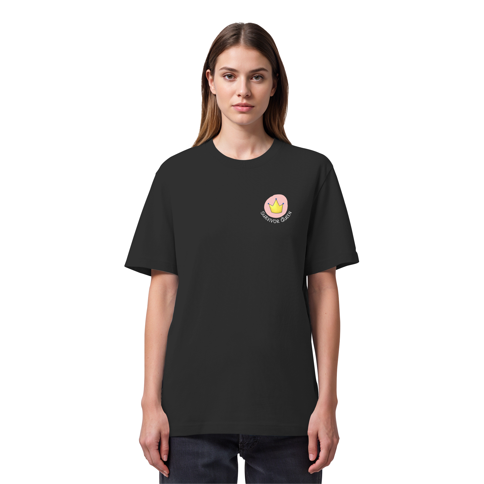 Survivor Queens Logo "Schriftzug Edition" Brustprint (dunkel) - Organic Heavy T-Shirt