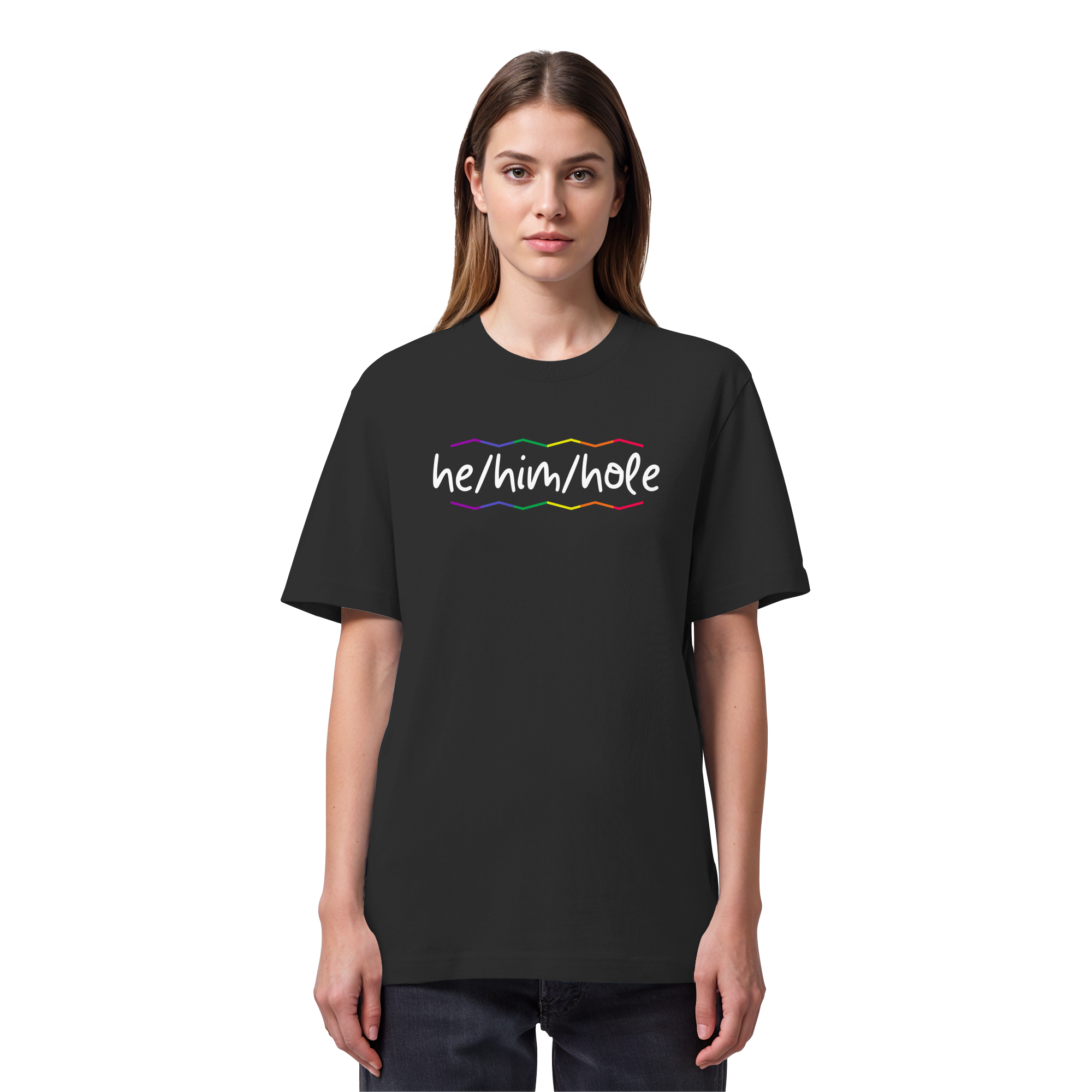 he/him/hole "Pride Waves Edition" - Organic Heavy T-Shirt