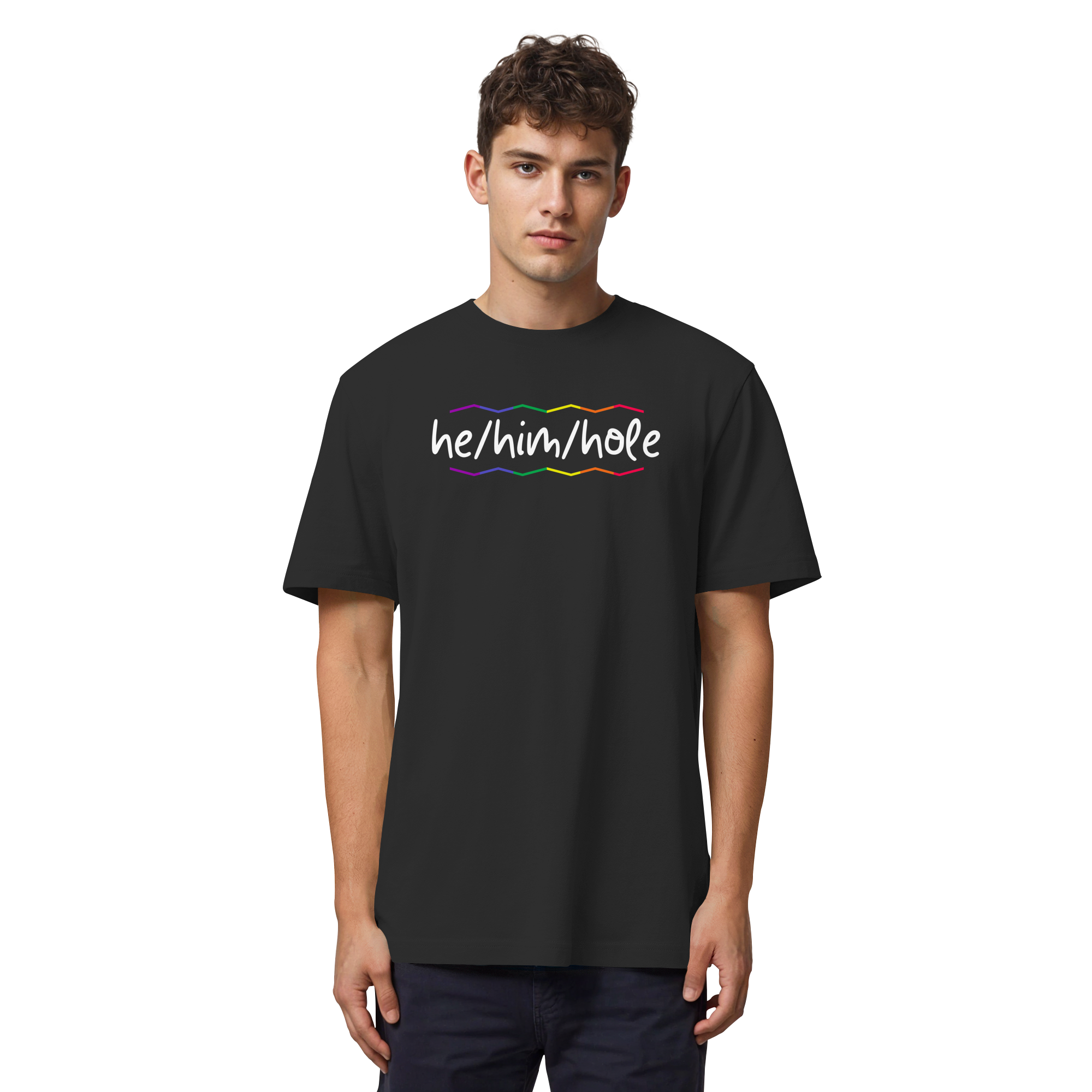 he/him/hole "Pride Waves Edition" - Organic Heavy T-Shirt
