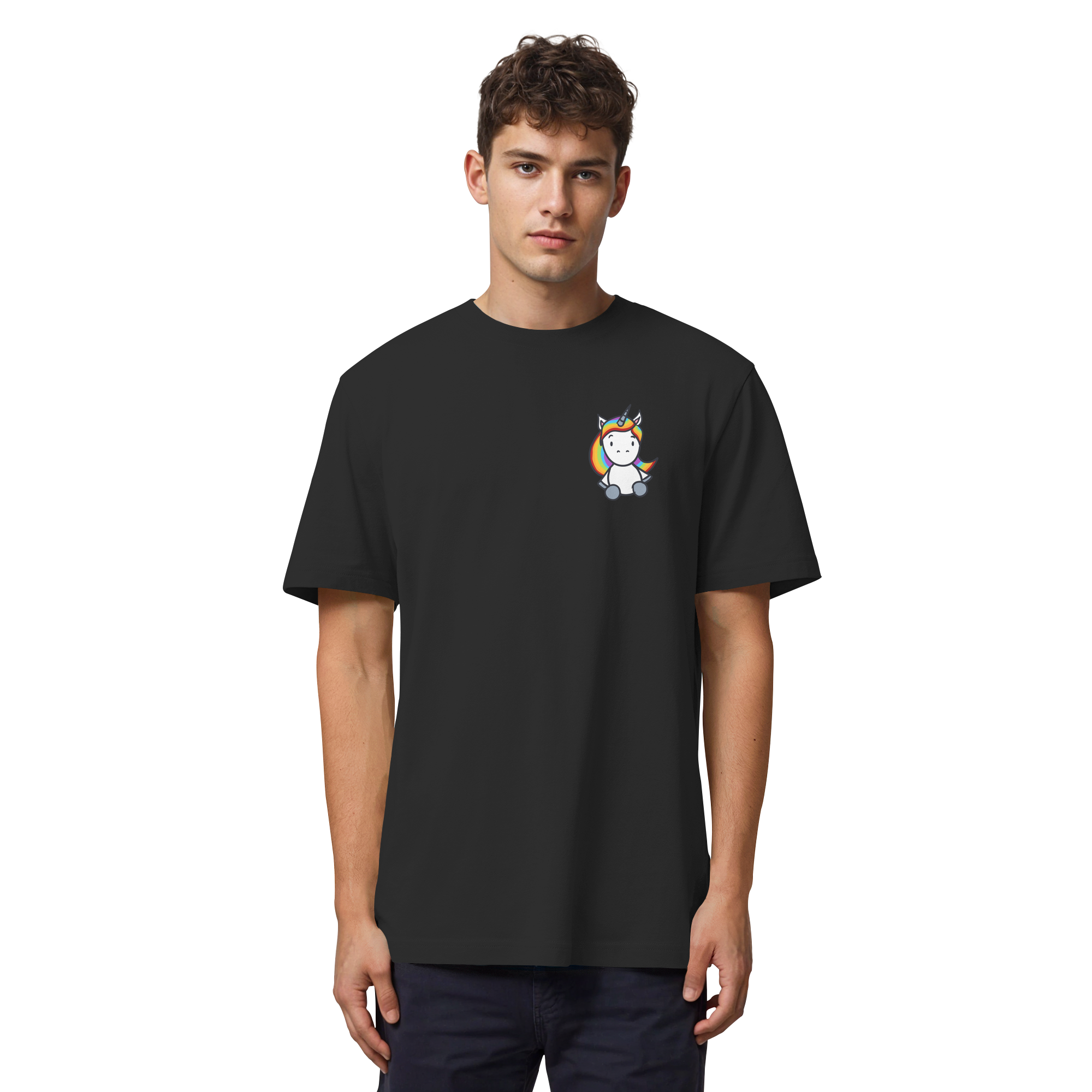 Einhorn mit Regenbogen Haaren - Organic Heavy T-Shirt