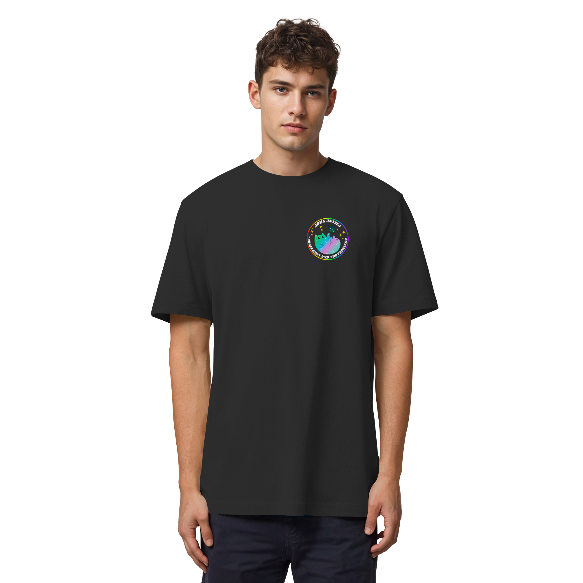 ADHS Antifa: Abgelenkt und trotzdem da "Space Cat Edition" - Organic Heavy T-Shirt