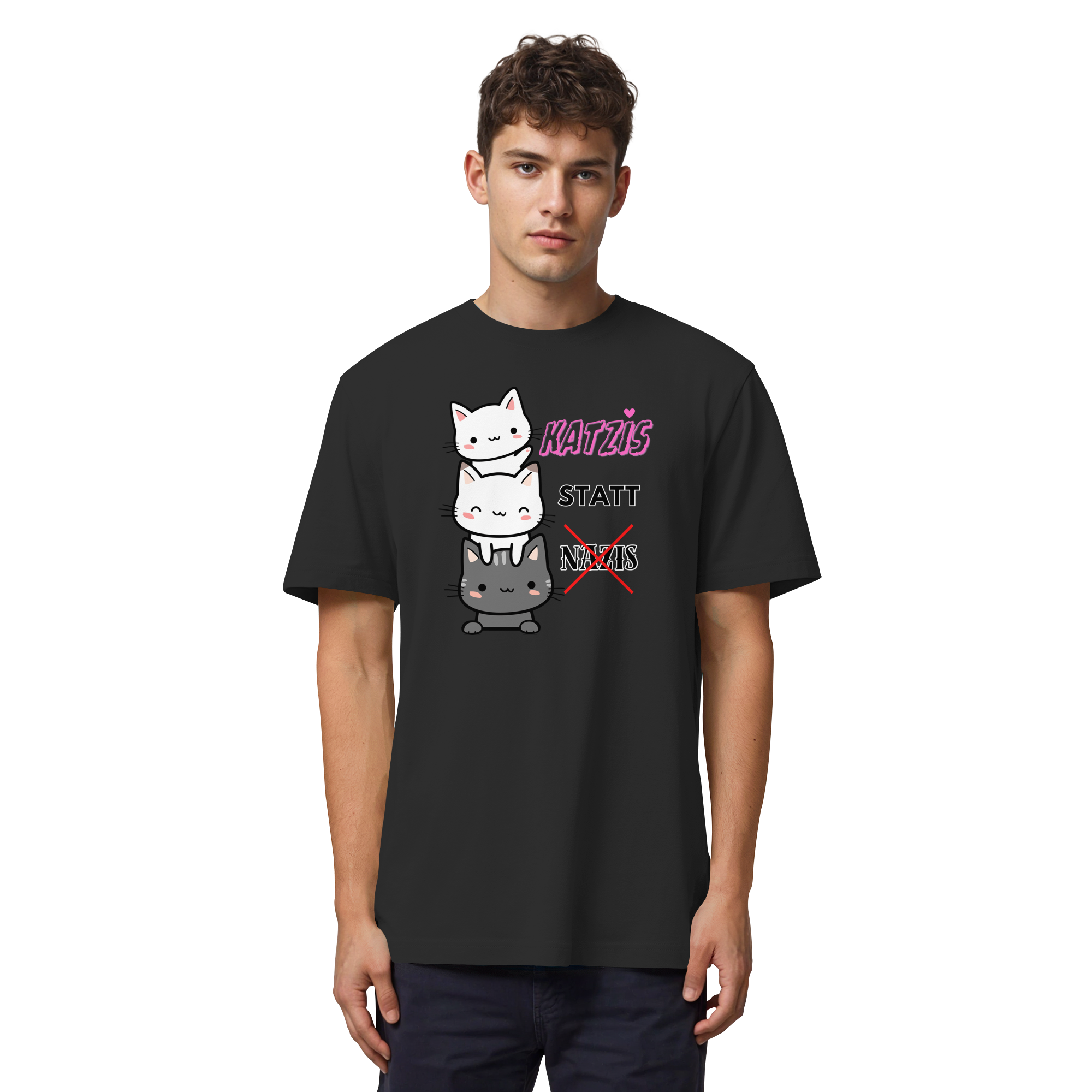 Katzis statt Nazis - Organic Heavy T-Shirt