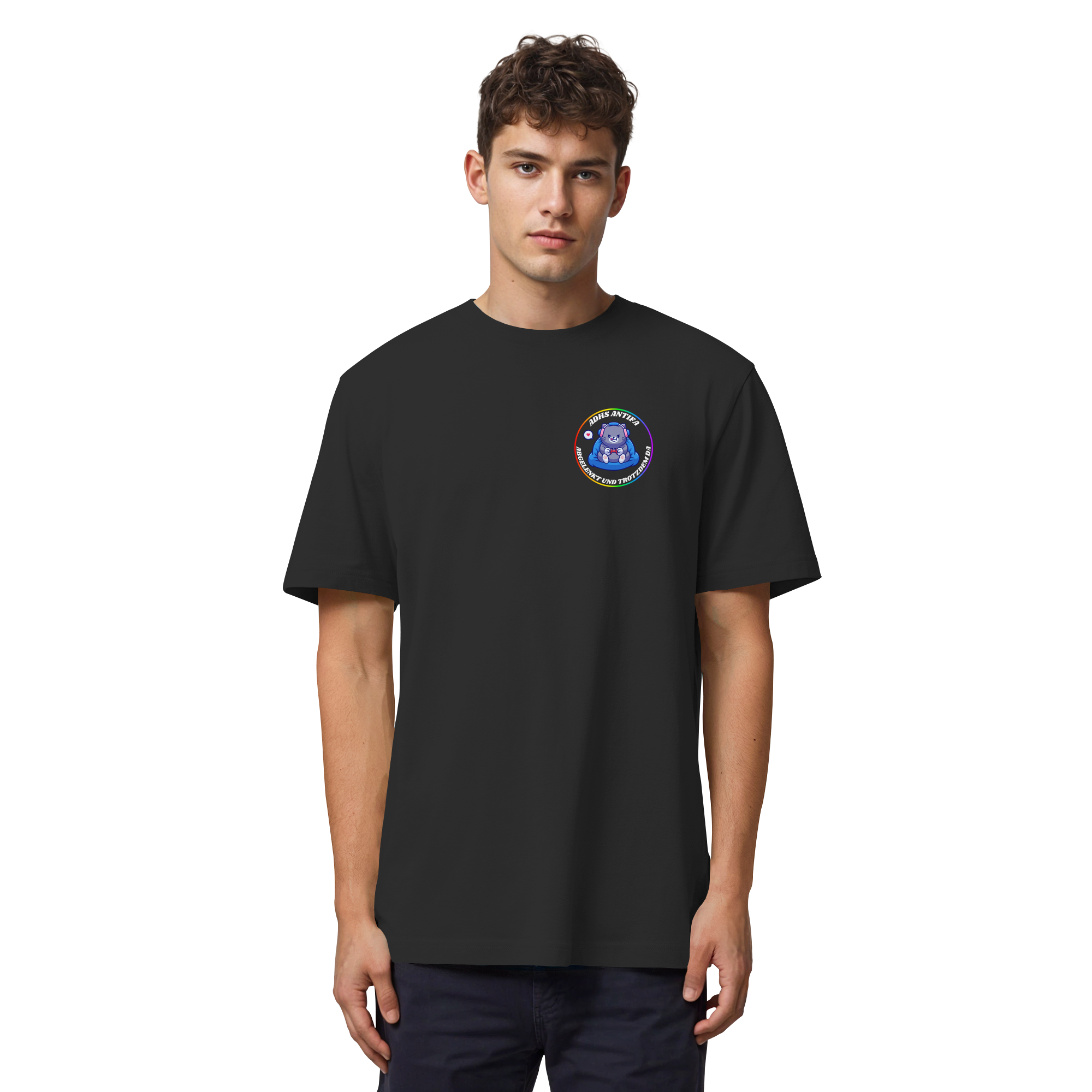 ADHS Antifa: Abgelenkt und trotzdem da "Gamer Cat Edition" - Organic Heavy T-Shirt