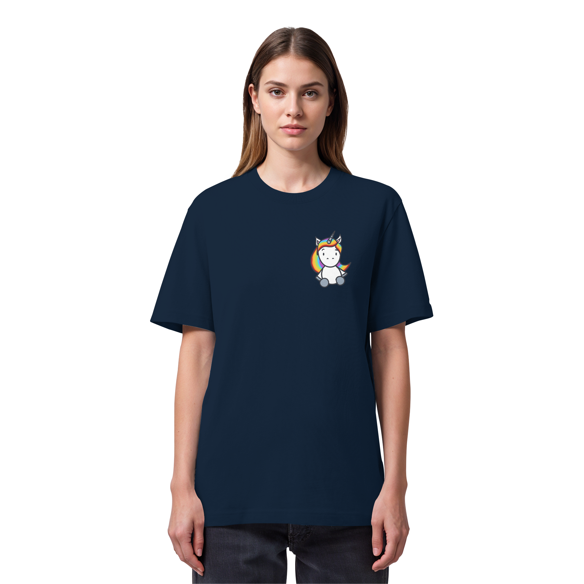 Schwarz Weiß wird Regenbogen Farben Backprint (dunkel) - Organic Heavy T-Shirt