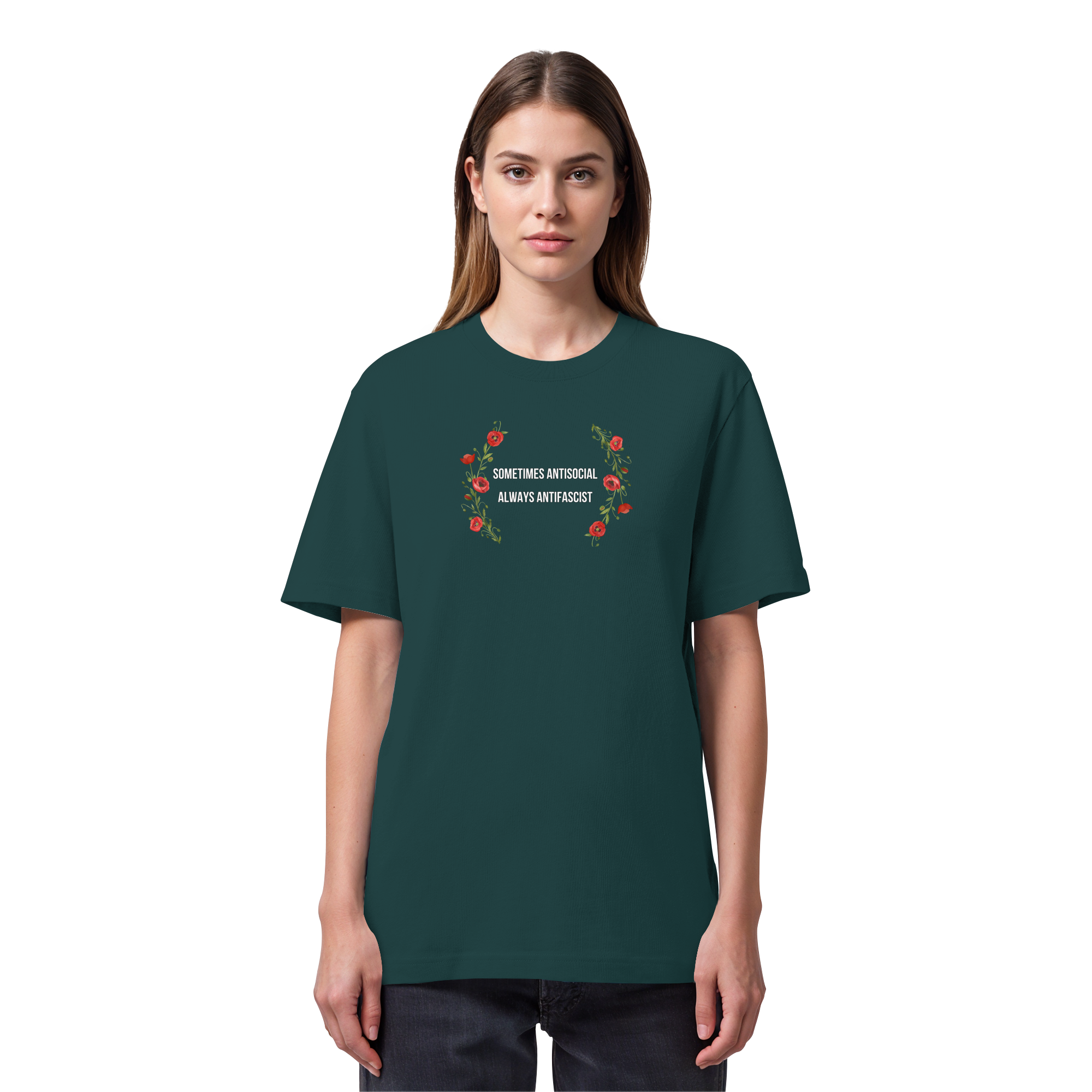 Sometimes Antisocial Always Antifascist - Organic Heavy T-Shirt