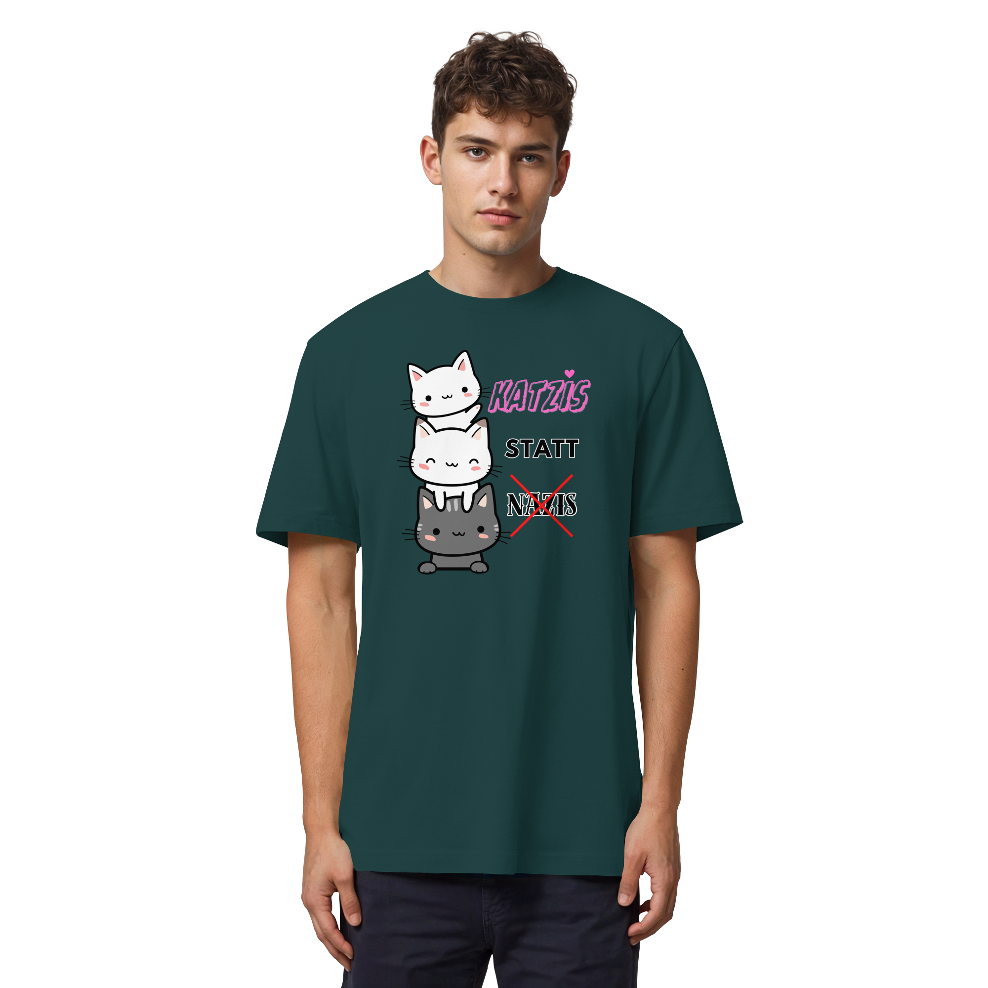 Katzis statt Nazis - Organic Heavy T-Shirt
