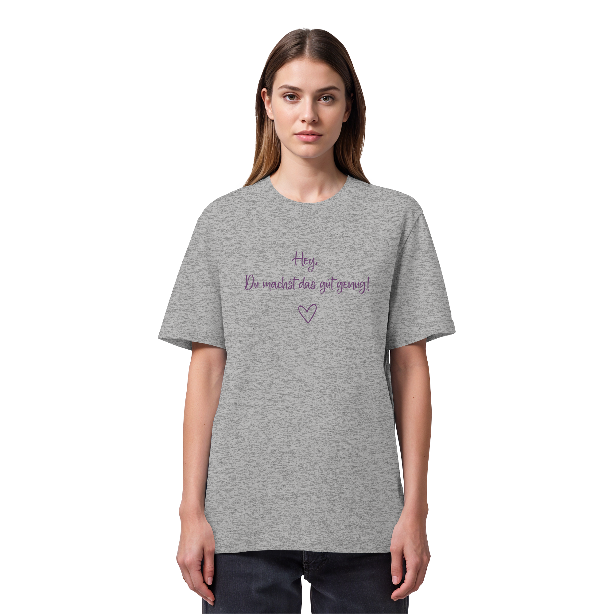 Hey, Du machst das gut genug! "Lila Herz Edition" - Organic Heavy T-Shirt